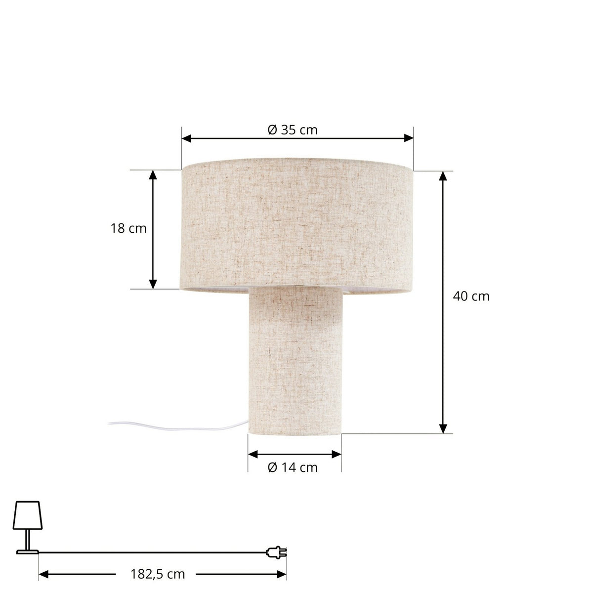 Lindby Tischleuchte Tischlampe Elfie Leuchte Beige Leinen Schalter E27 LED Lampe - 4255830906497