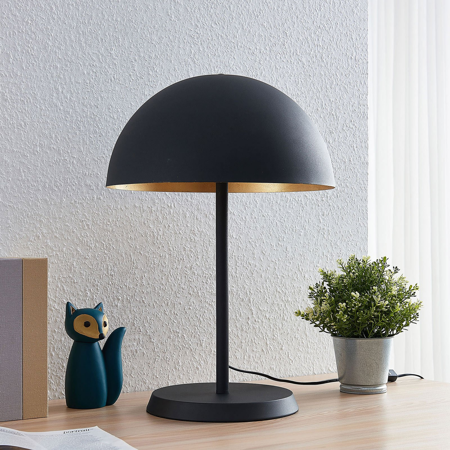 B-Ware Lindby Tischleuchte Idalene Schreibtischlampe Bürolampe E27 Metall Schwarz Gold