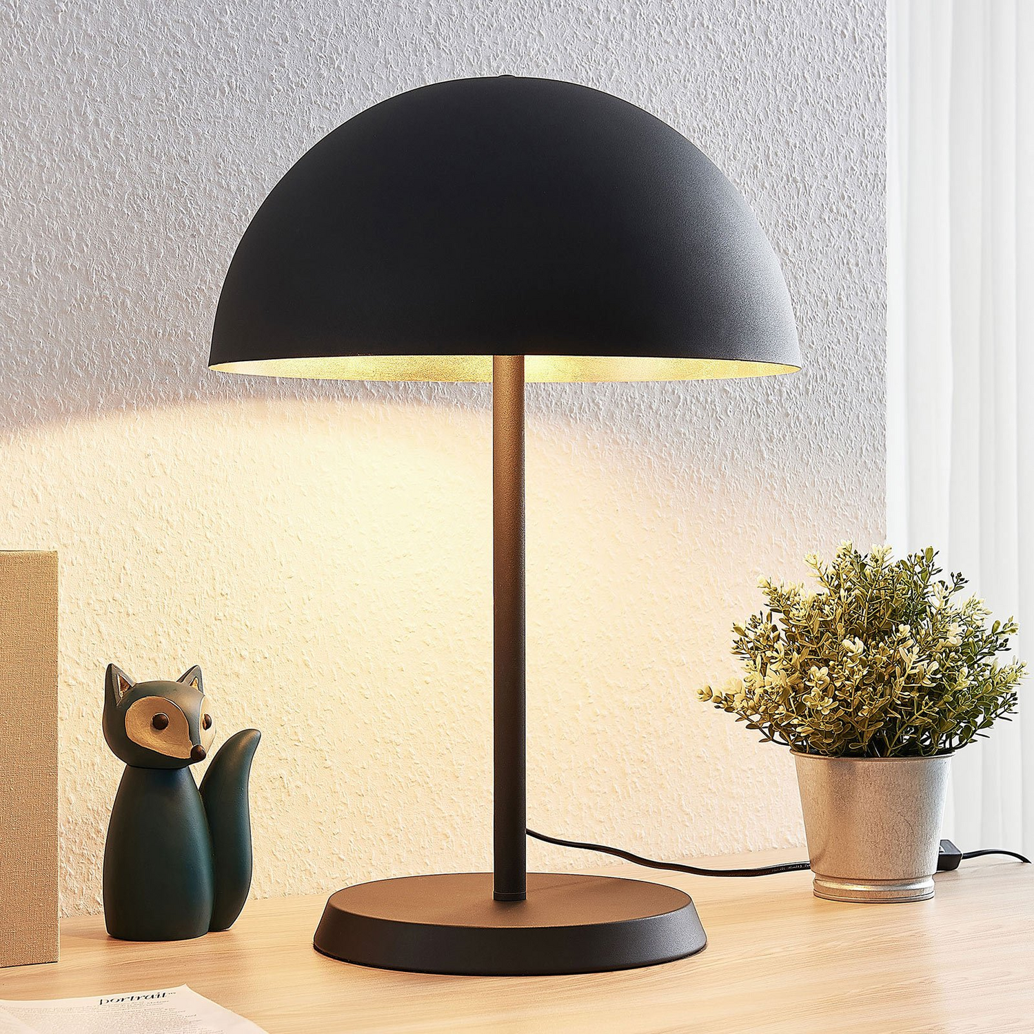B-Ware Lindby Tischleuchte Idalene Schreibtischlampe Bürolampe E27 Metall Schwarz Gold