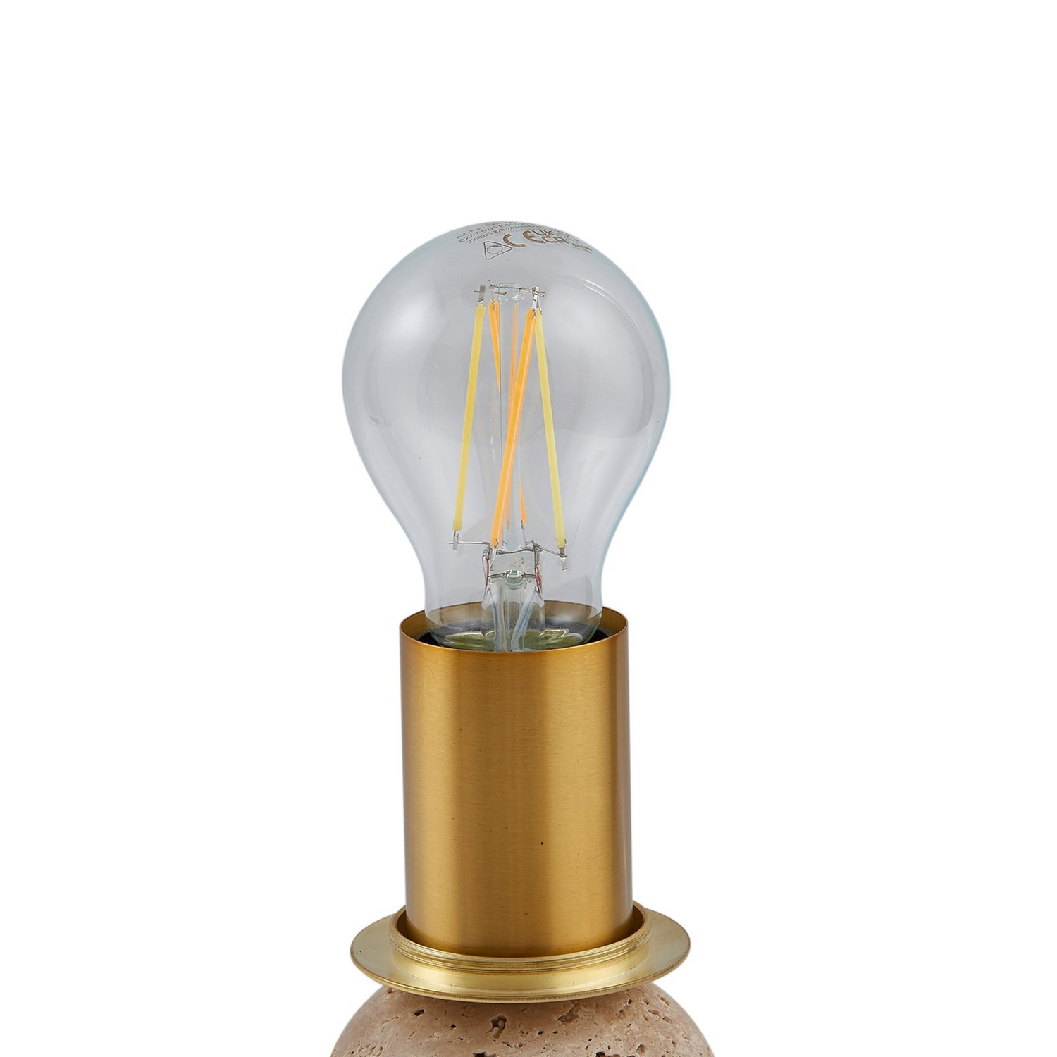 B-Ware Lindby Tischleuchte Lampe Licht Kirstan Beige Weiß Glas Stein 33 Cm