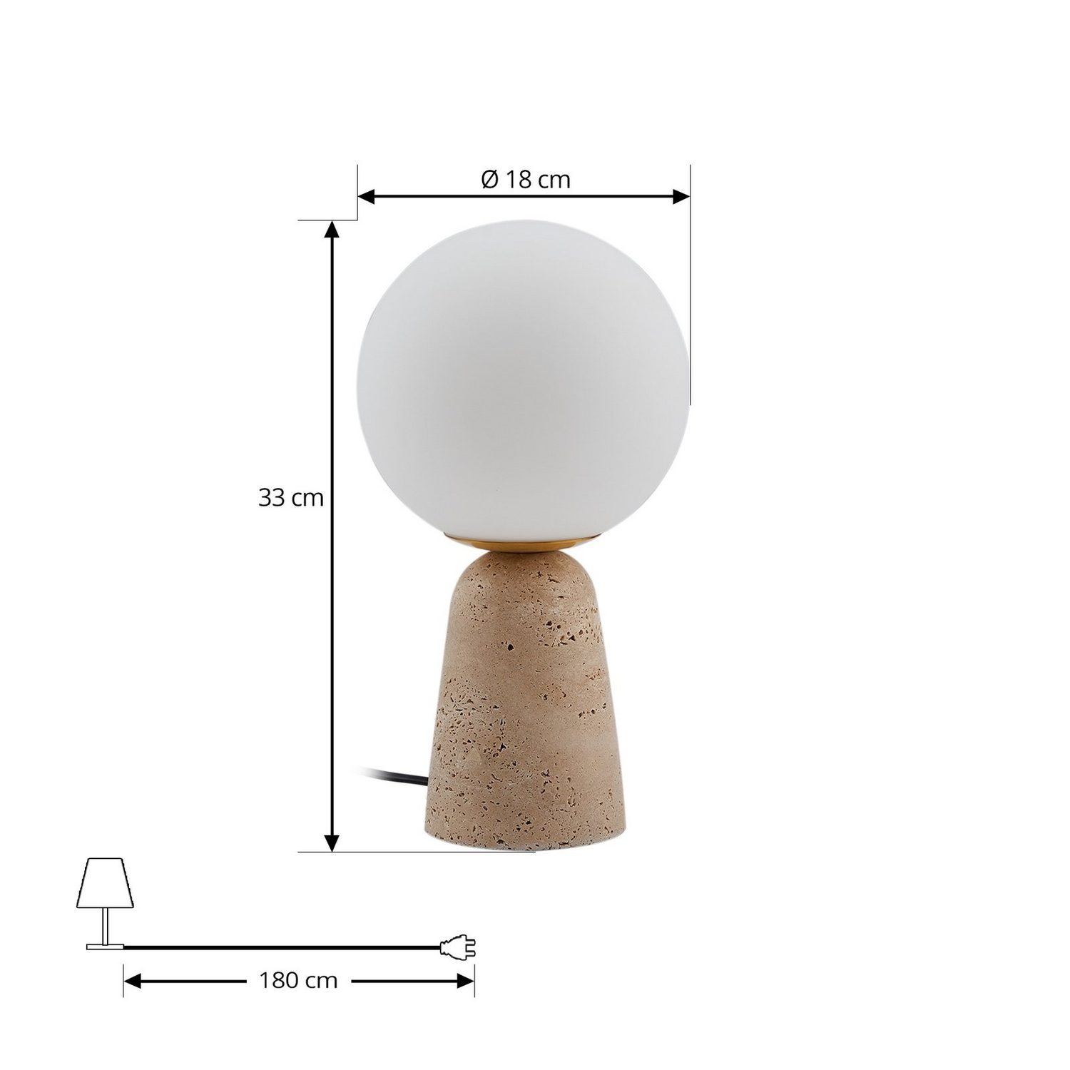 Lindby Tischleuchte Lampe Licht Kirstan Beige Weiß Glas Stein 33 Cm B-Ware