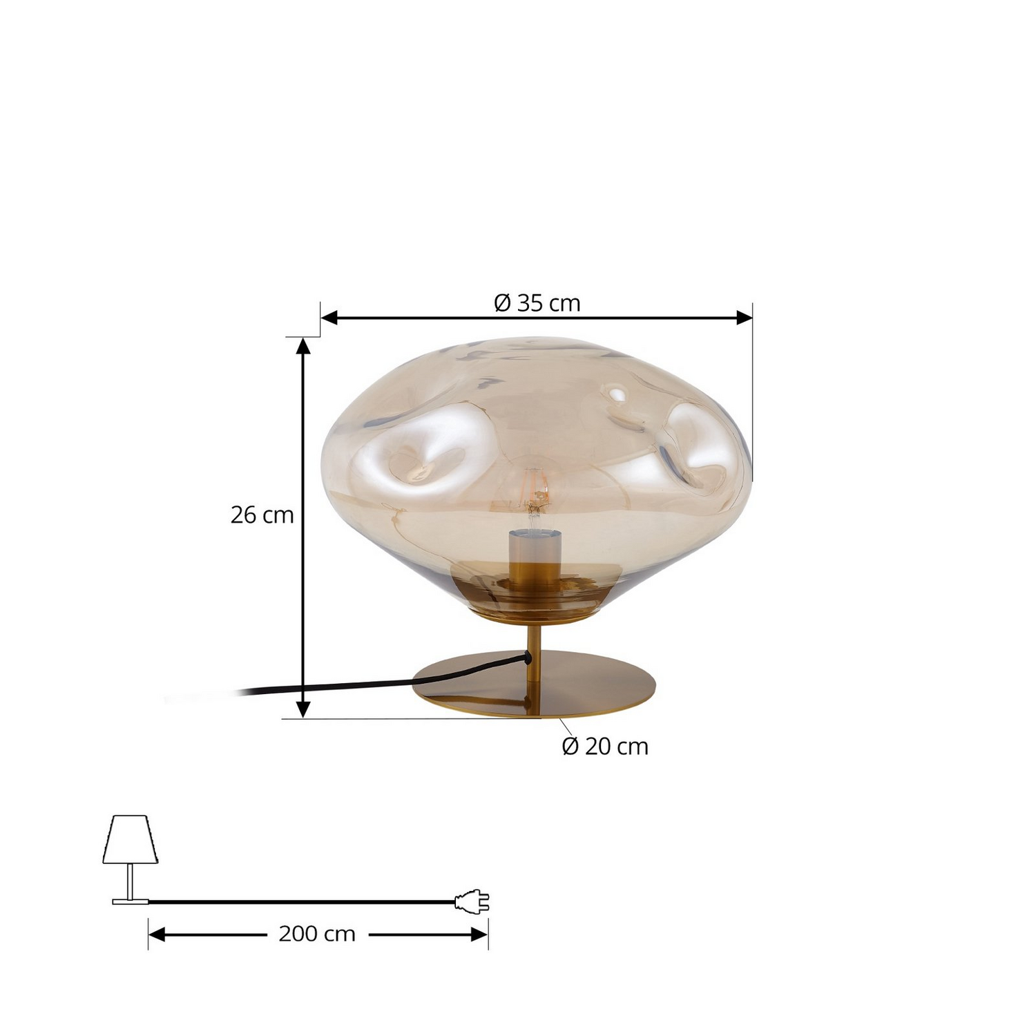 B-Ware Lindby Tischleuchte Lelia Amber Glas Metall ø 35 Cm Lampe Tischlampe Leuchte - 4251911798678