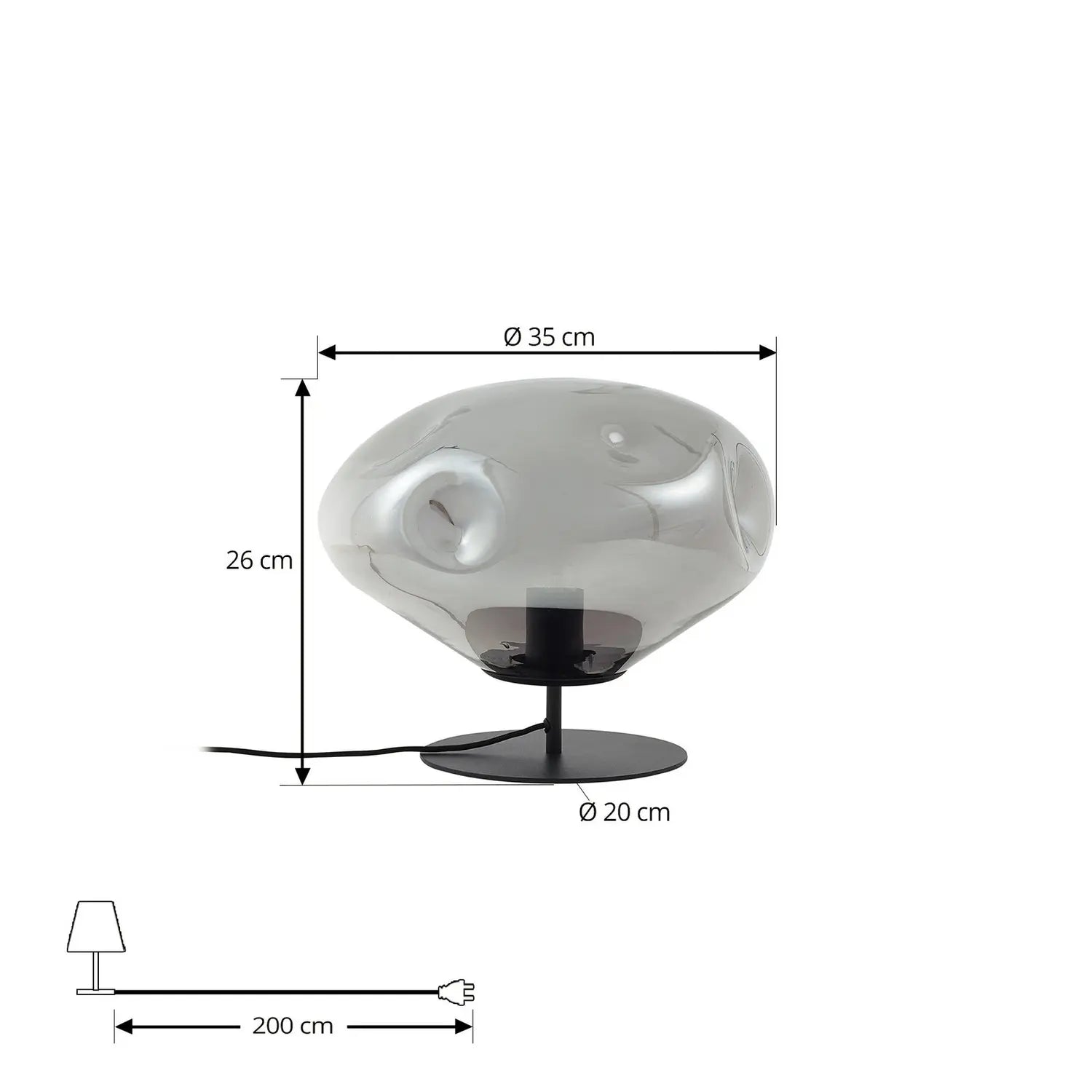 B-Ware Lindby Tischleuchte Lampe Glas Lelia Rauchgrau ø35cm Beleuchtung Siehe Text - 4251911798685