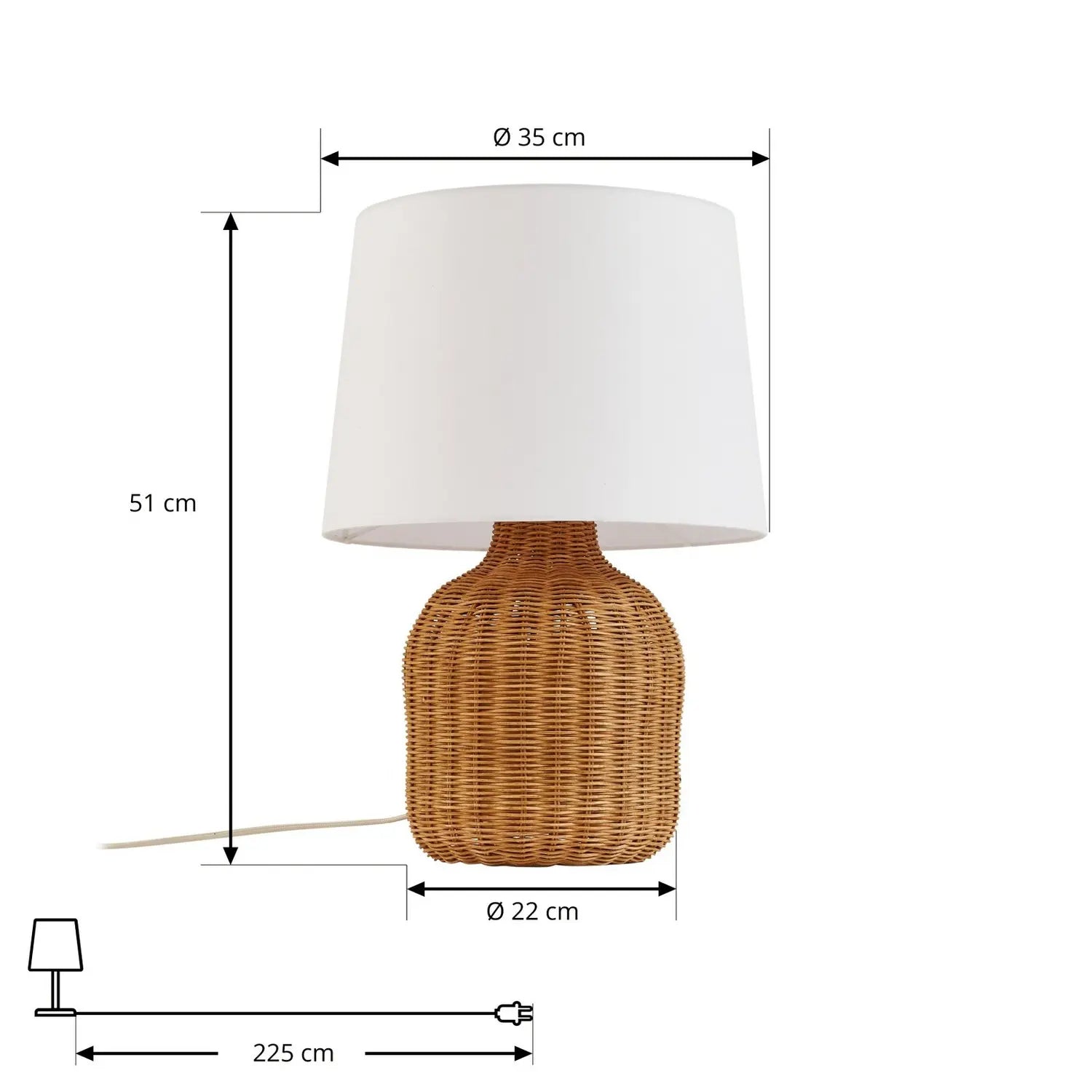 B-Ware Lindby Tischleuchte Tischlampe Lirenda Rattan Leuchte Lampe Natur/Weiß H52cm - 4255830902833
