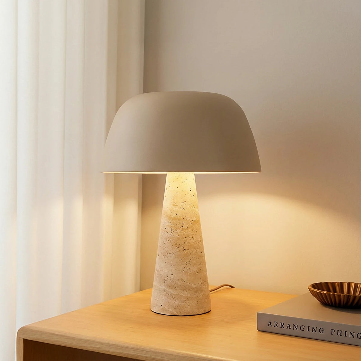 Lindby Tischleuchte Lampe Magritt Tischlampe Dekoleuchte beige Metall Stein 41cm - 4251911793758