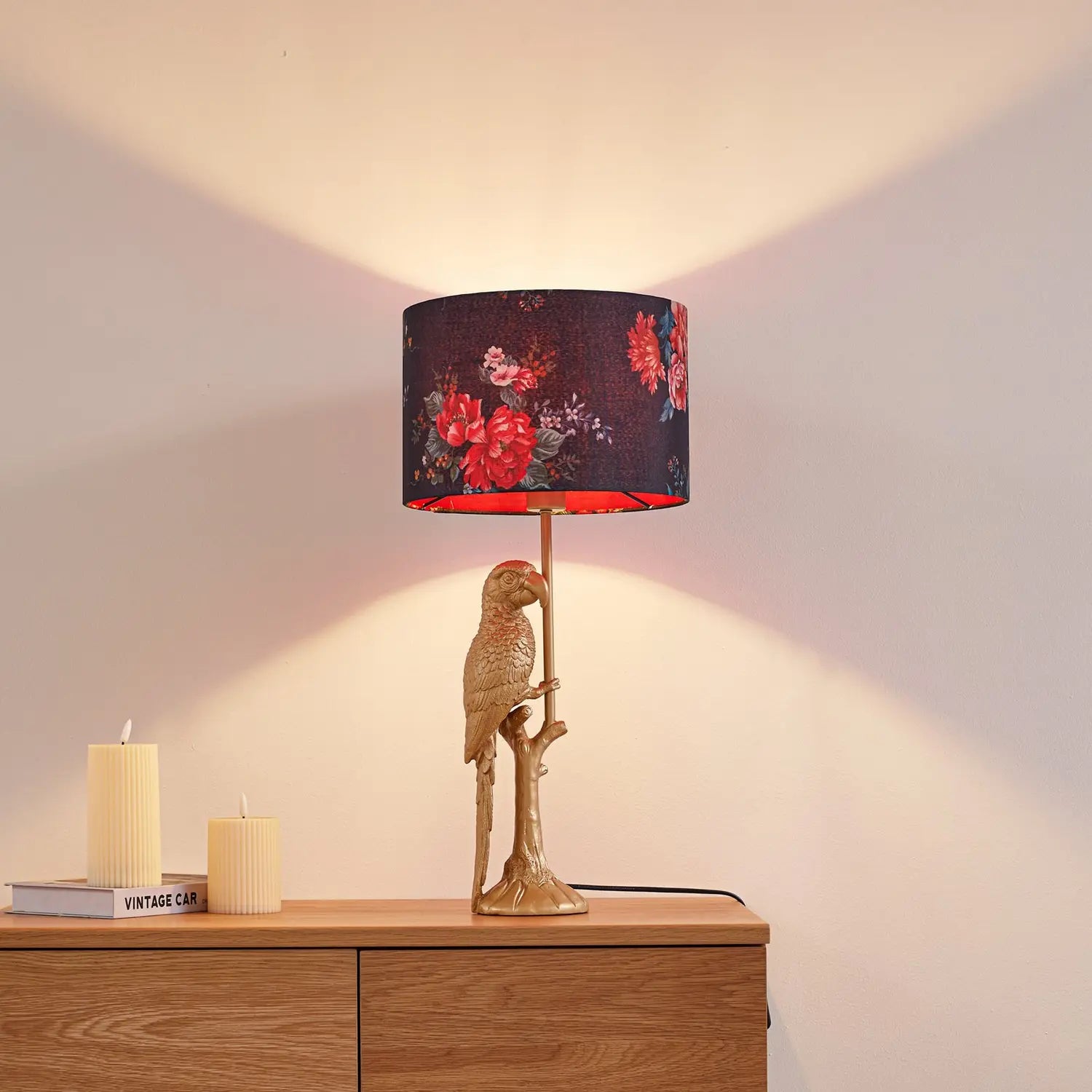 B-Ware Lindby Tischleuchte Lampe Marula Gold Blumenprint Textil E27 Höhe 63 Cm Leuchte - 4255830903083