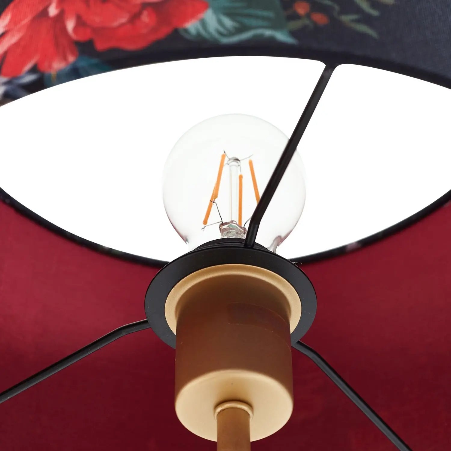 B-Ware Lindby Tischleuchte Lampe Marula Gold Blumenprint Textil E27 Höhe 63 Cm Leuchte - 4255830903083