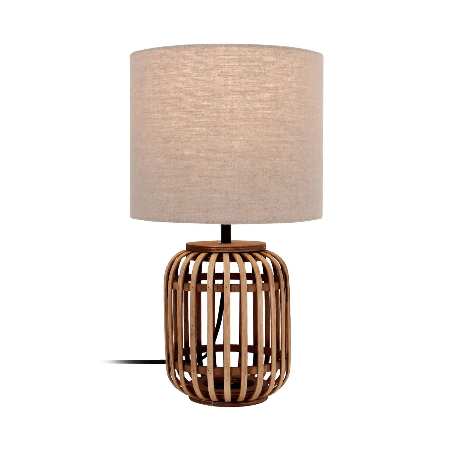 B-Ware Lindby Tischleuchte Lampe Marzanna Grau Bambus 425 Cm E27 - 4251911777710