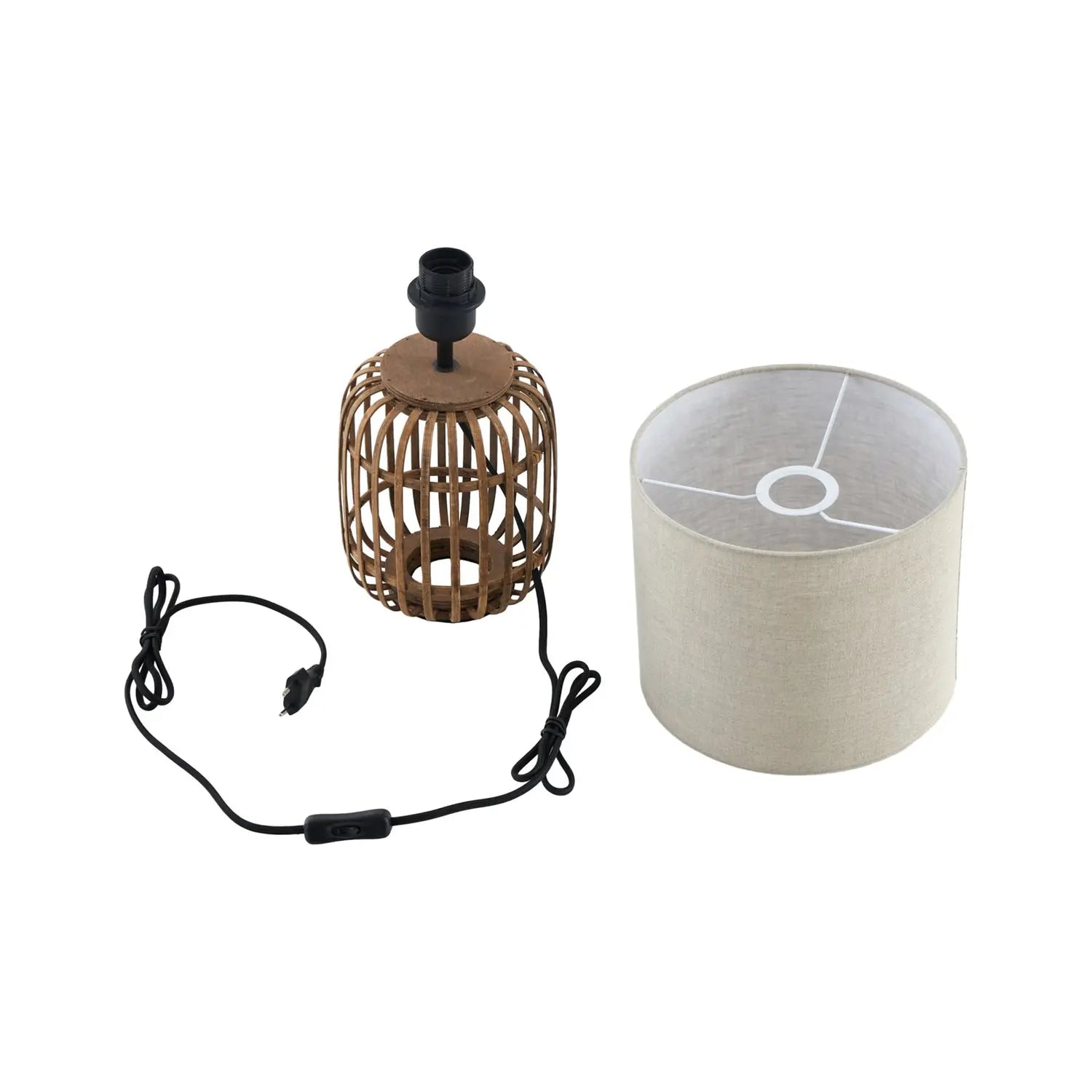 B-Ware Lindby Tischleuchte Lampe Marzanna Grau Bambus 425 Cm E27 - 4251911777710