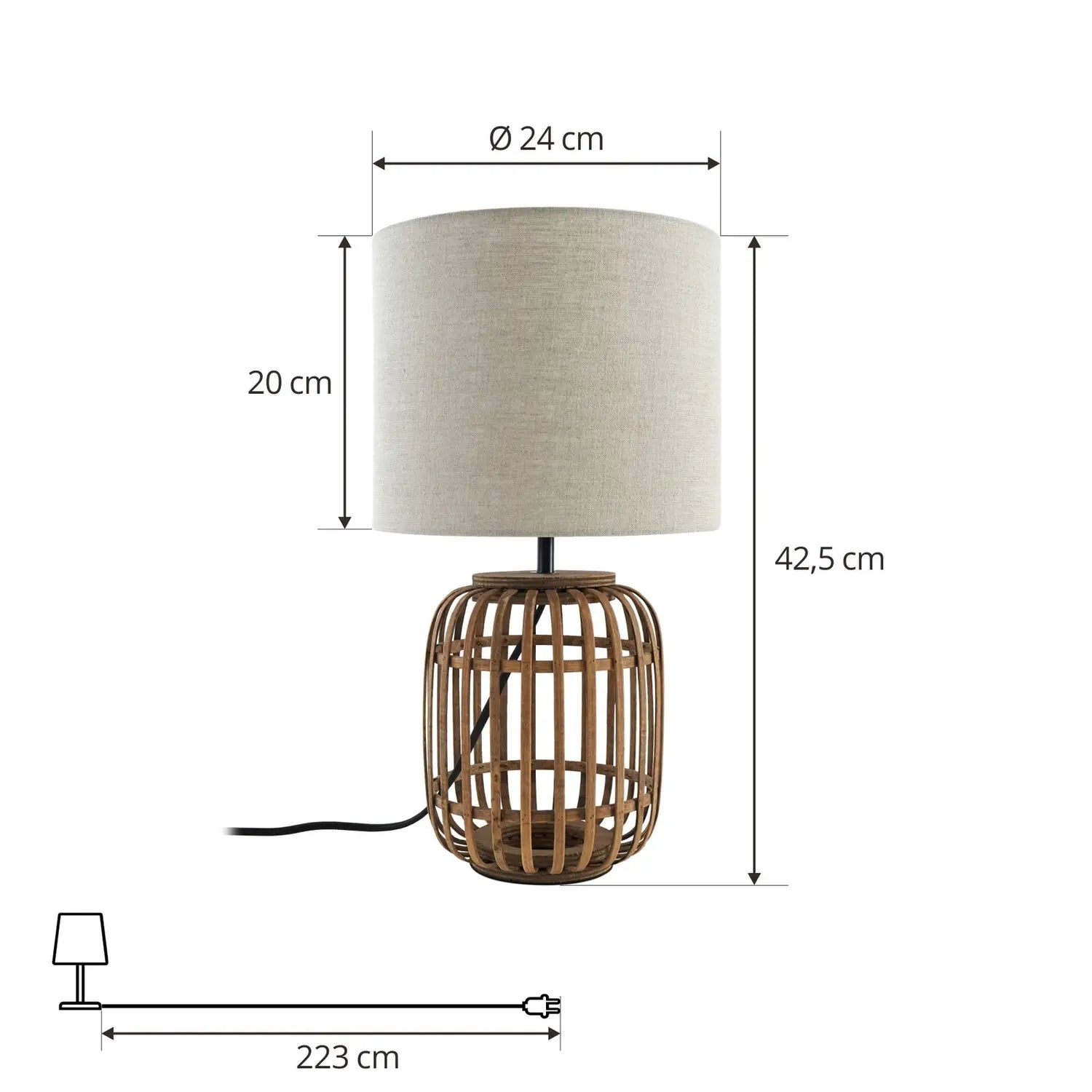 B-Ware Lindby Tischleuchte Lampe Marzanna Grau Bambus 425 Cm E27 - 4251911777710