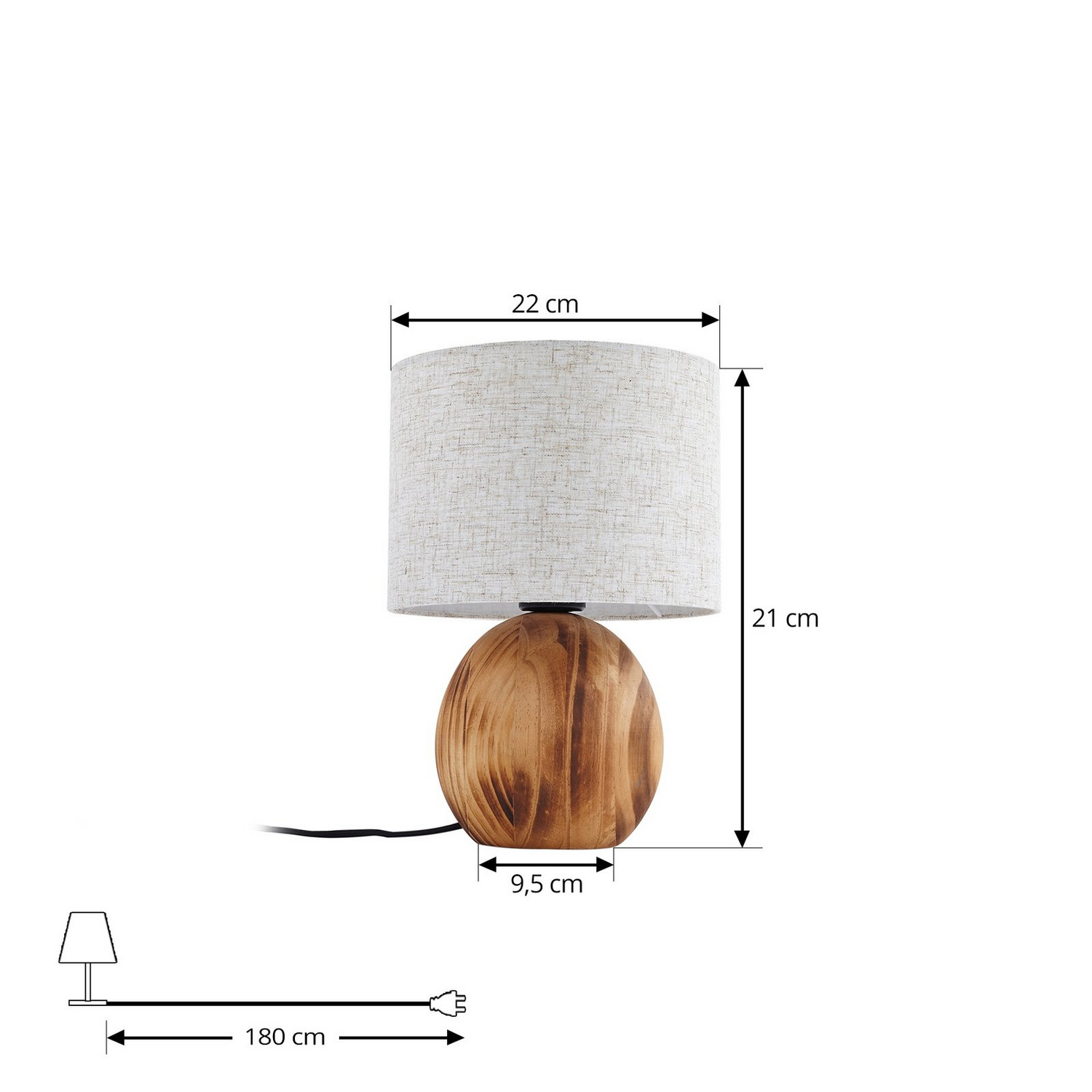 B-Ware Lindby Tischleuchte Lampe Mayumi Holz Textil E27 Höhe 31 Cm - 4251911798524