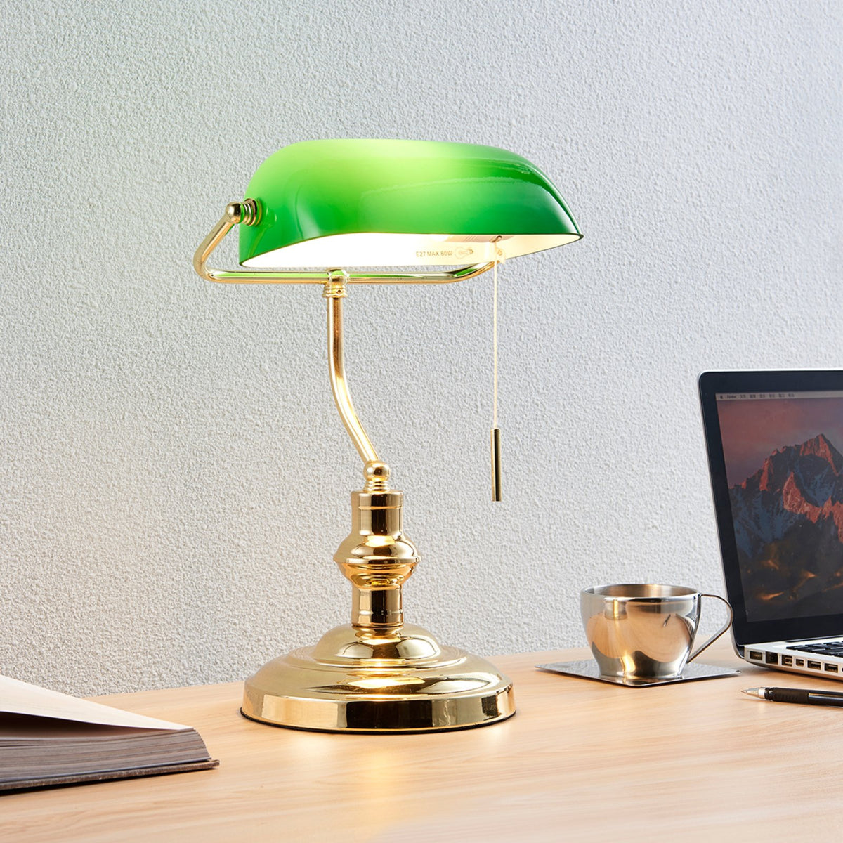 Lindby Tischleuchte Milenka LED Lampe Tischlampe Leuchte messing grün 39cm - 4251096523881