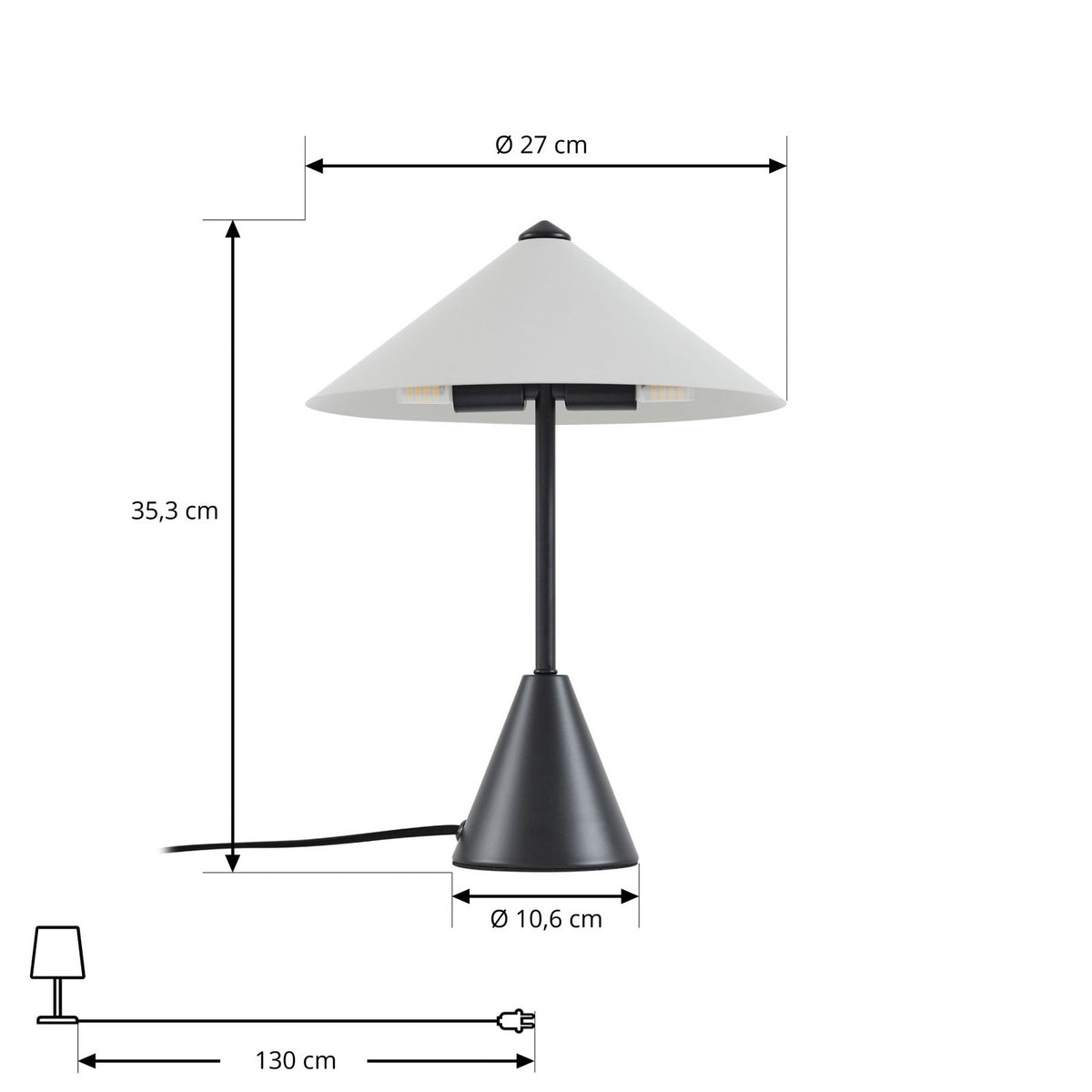 Lindby Tischleuchte Lampe Norvik Tischlampe Höhe 35 cm schwarz grau Metall332 - 4255830903151