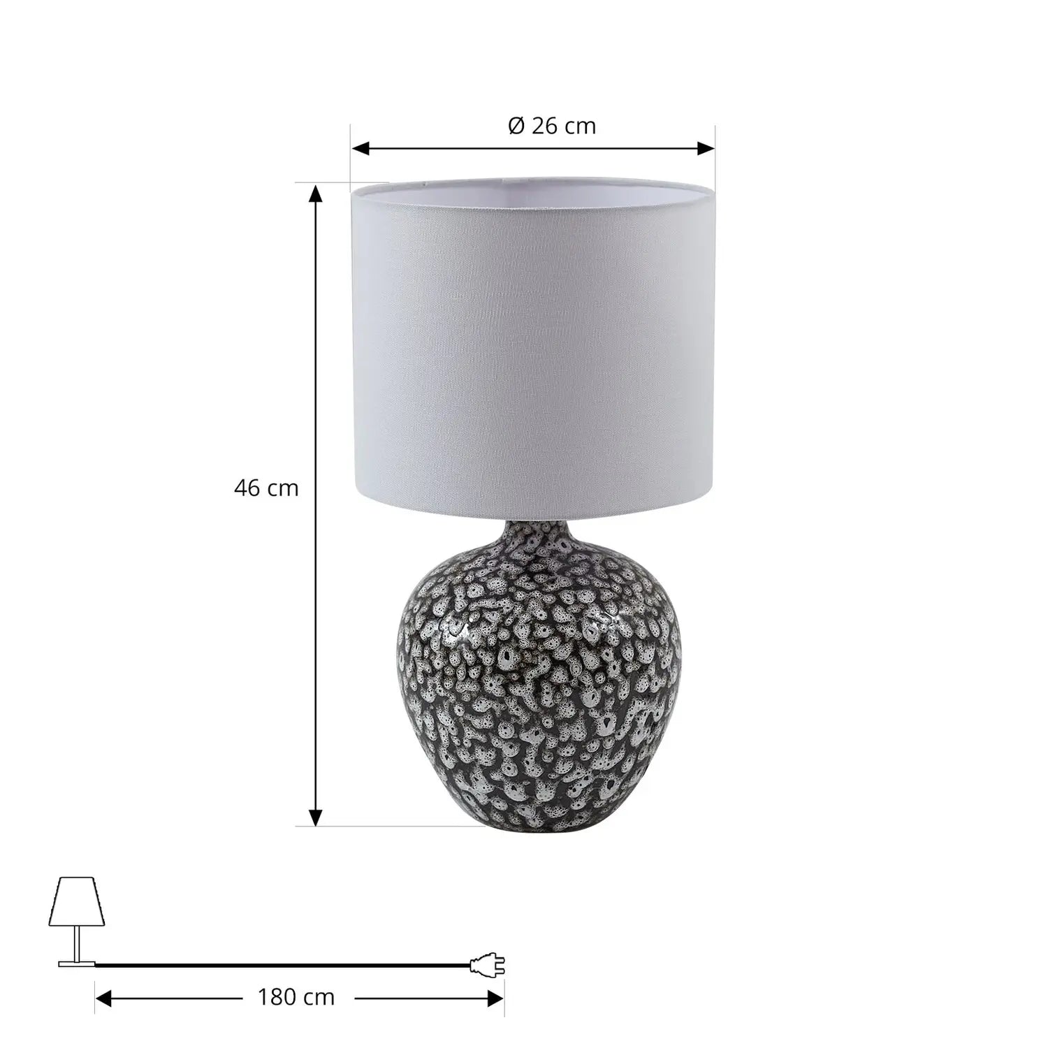 B-Ware Lindby Tischleuchte Lampe Thalassia Schwarz Weiß ø 26cm Keramik