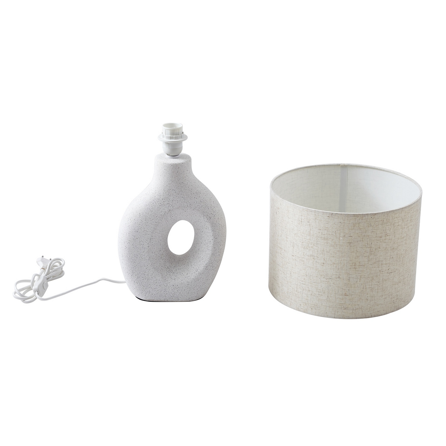 B-Ware Lindby Tischleuchte Lampe Thalassia Weiß Keramik Rund 30 Cm