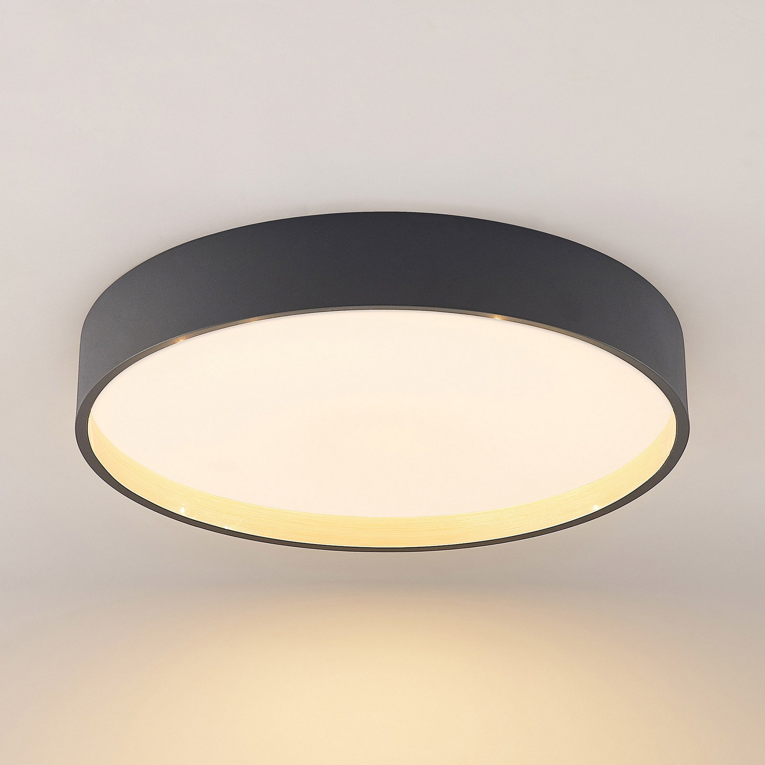 B-Ware Lindby Deckenleuchte Deckenlampe Led Rund Todor Anthrazit Holz Wohnzimmer F579