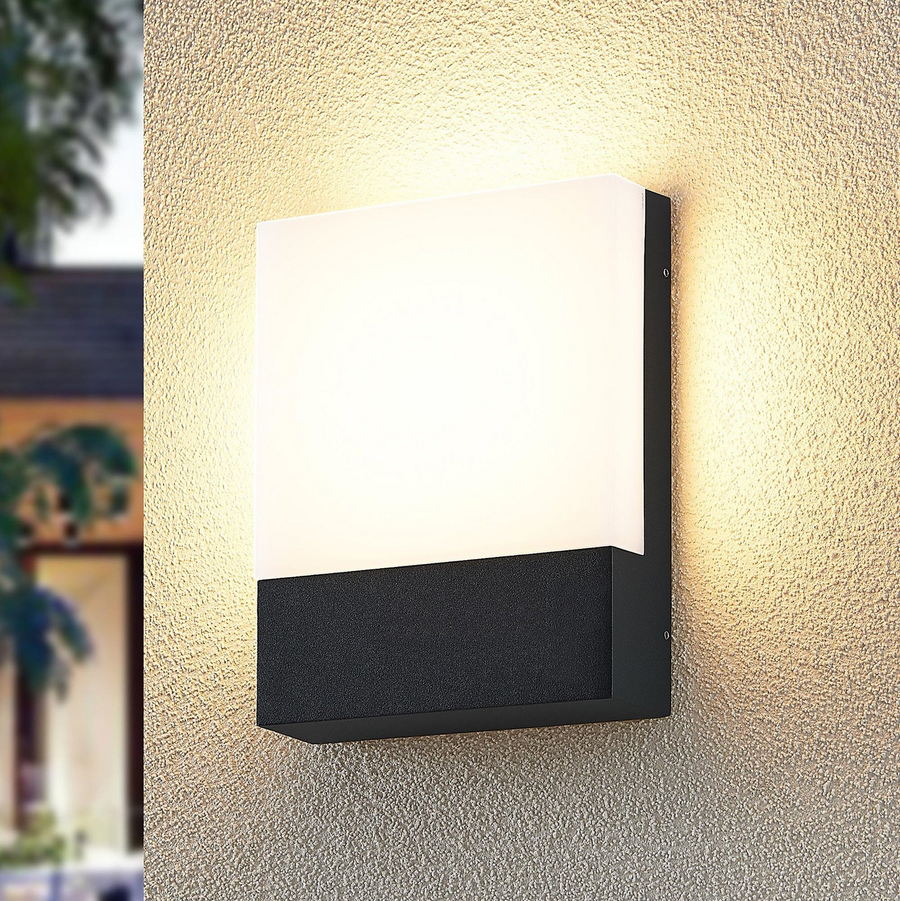 Lindby Vanira Led Wandleuchte Außenleuchte Wandlampe Dunkelgrau Weiß Eckig 3000 K B-Ware - 4251911706116