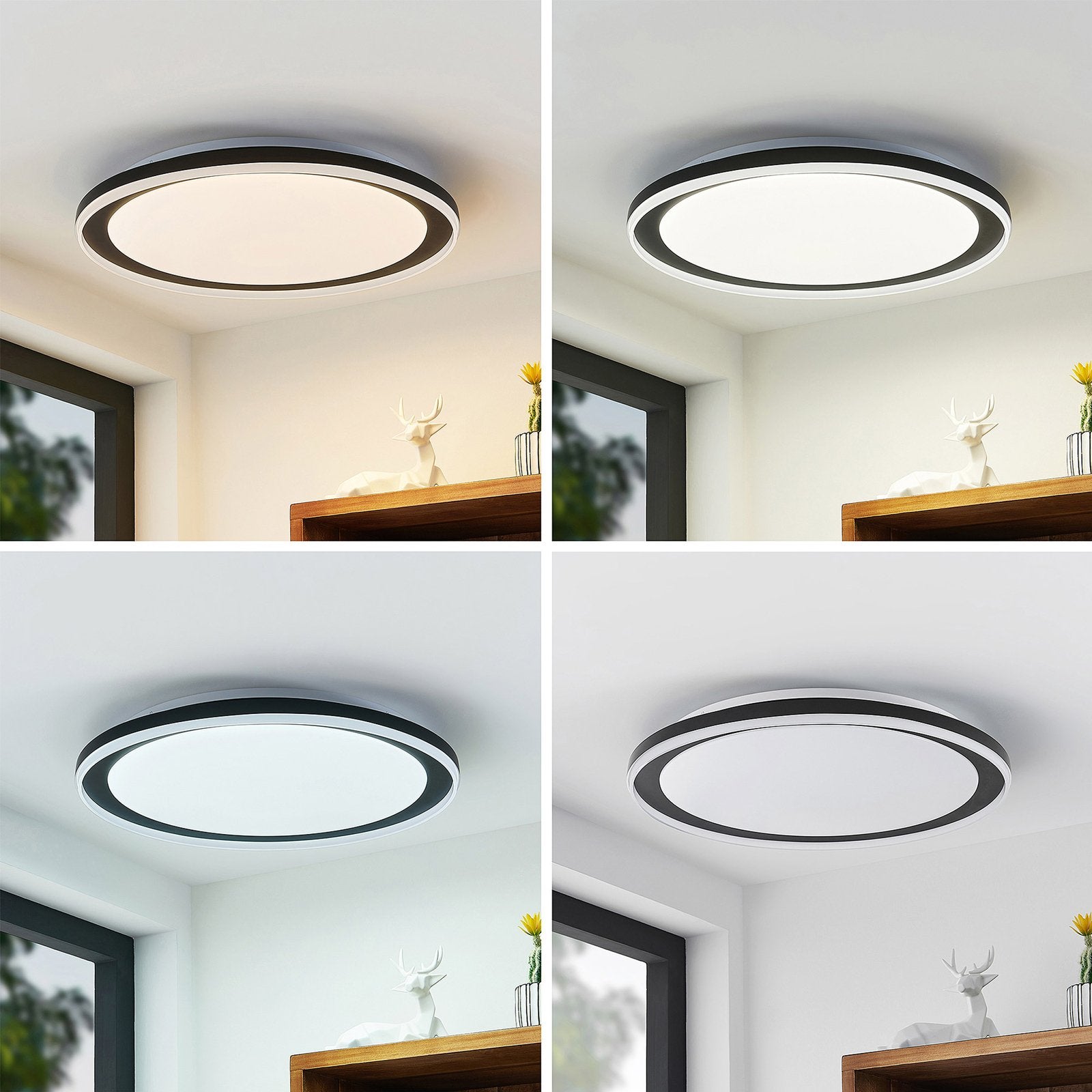 Lindby Verdan LED-Deckenlampe Deckenlampe Lampe Leuchte dimmbar schwarz weiß - 4251911711936
