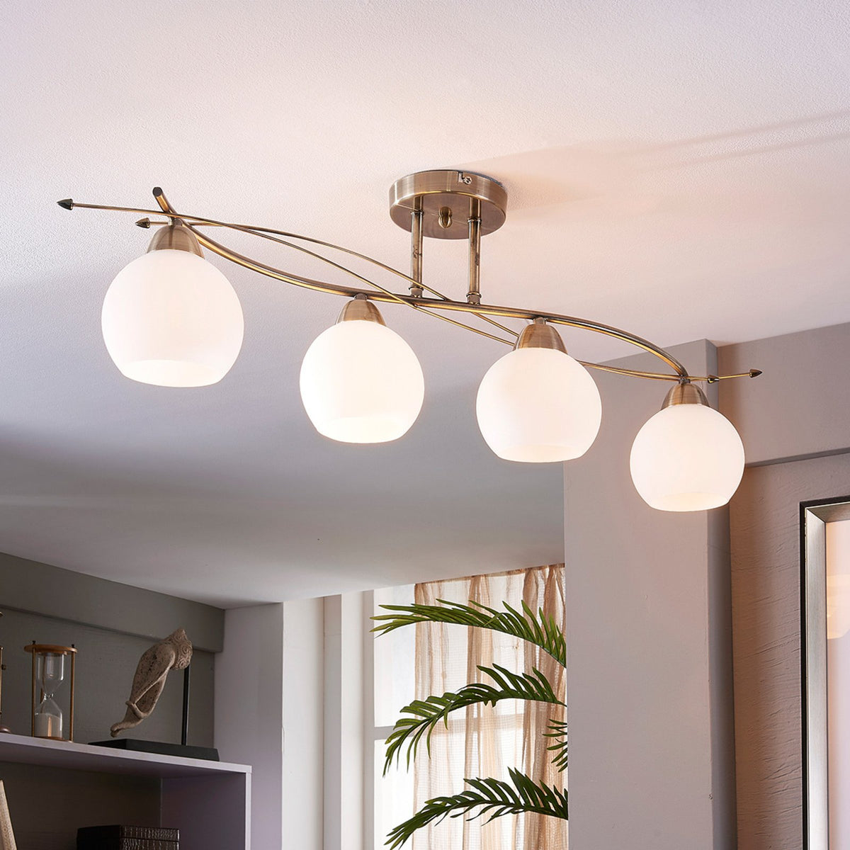 Lindby Deckenlampe Leanda Hängeleuchte Lampe Leuchte 4-flammig E14 weiß mess258 - 4251096517170