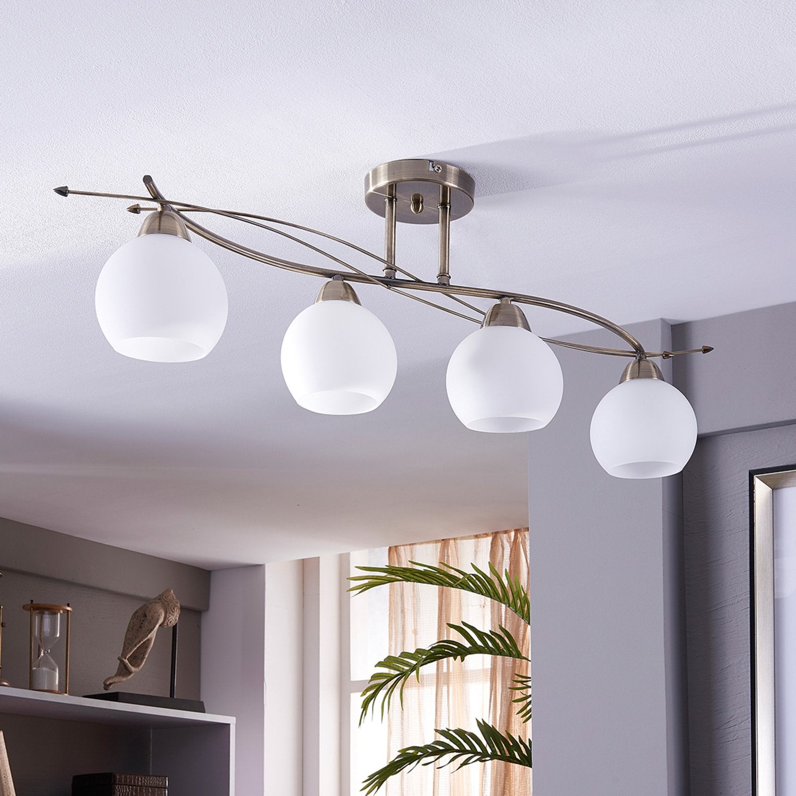 Lindby Deckenlampe Leanda Hängeleuchte Lampe Leuchte 4-flammig E14 weiß mess258 - 4251096517170