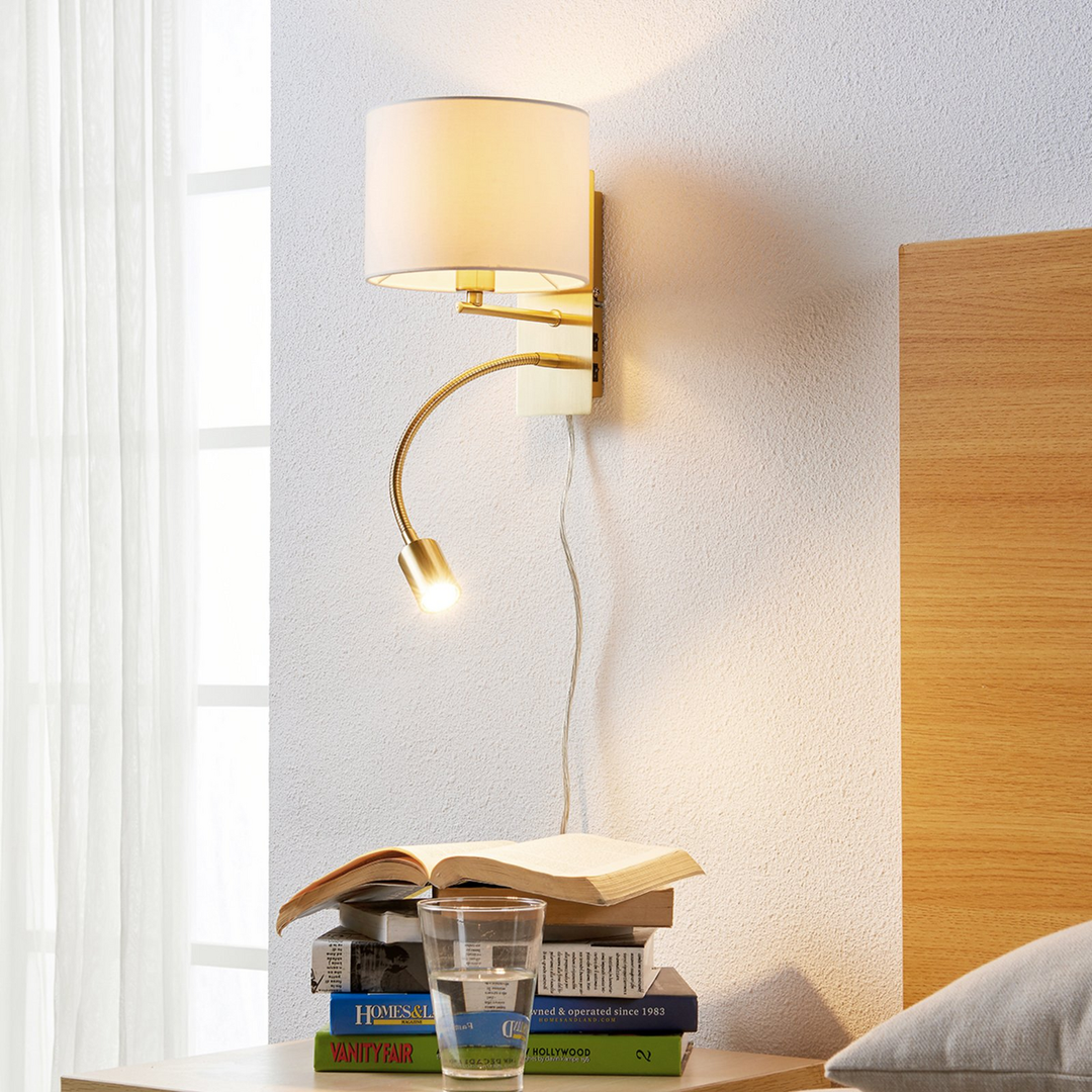 Lindby Florens Wandleuchte Wandlampe Wand Lampe Leuchte Messing Matt 230 V E14   B-Ware - 4251096521337