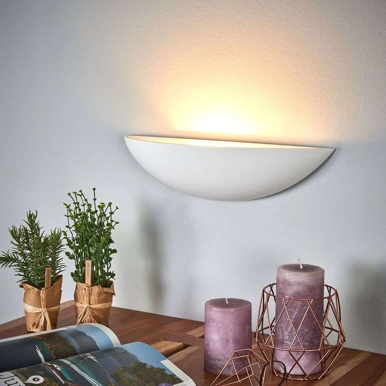 B-Ware Lindby Gips Wandlampe Bemalbar Diy Uplight Wandleuchte Gips 1 Flammig E27