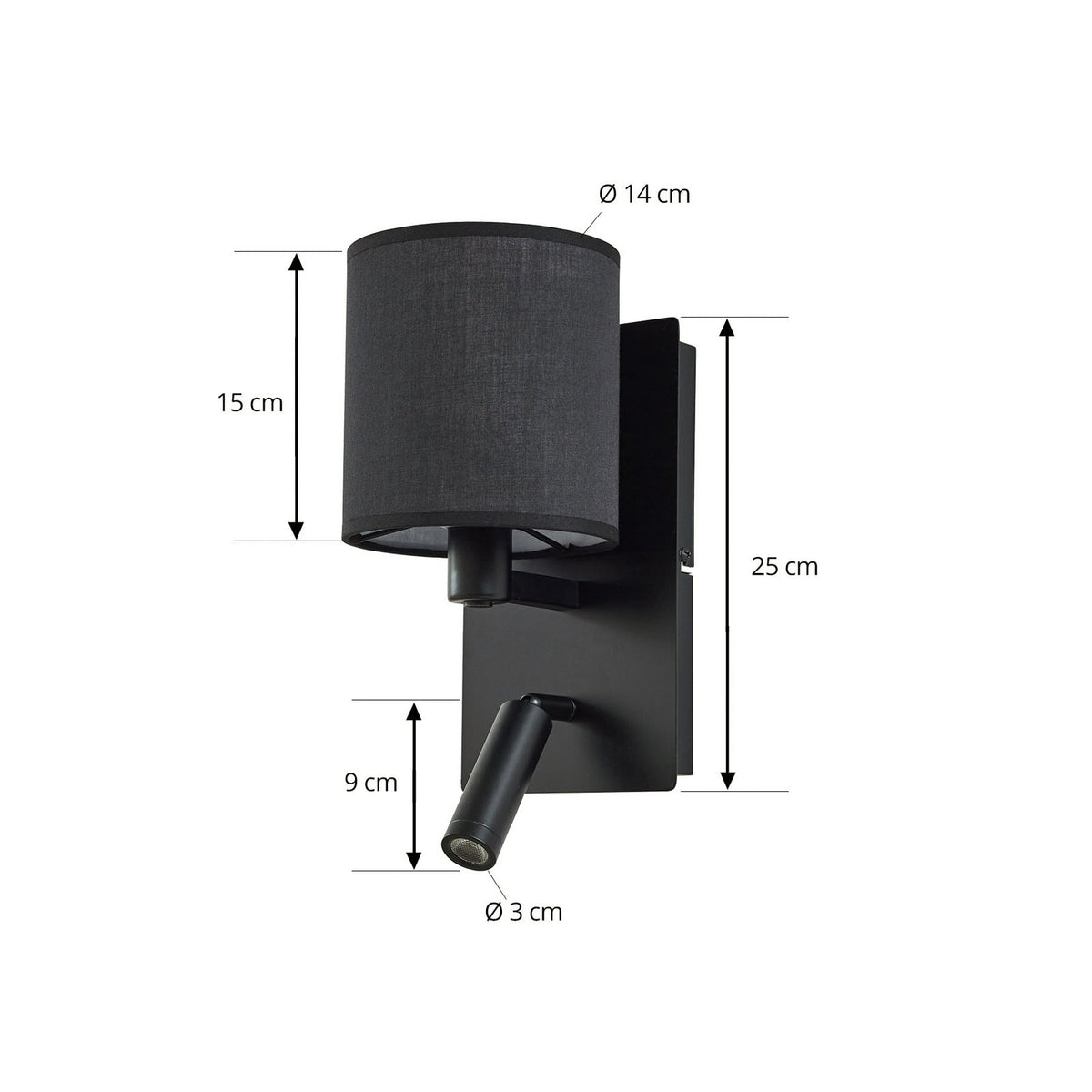 Lindby Wandleuchte Aiden Wandlampe Leselicht Leuchte Lampe 30cm schwarz E14 - 4251911799675