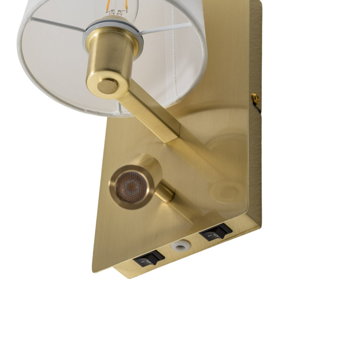 Lindby Wandleuchte Wandlampe LED Leselicht weiß messing Beleuchtung Stoff Met339 - 4251096554786