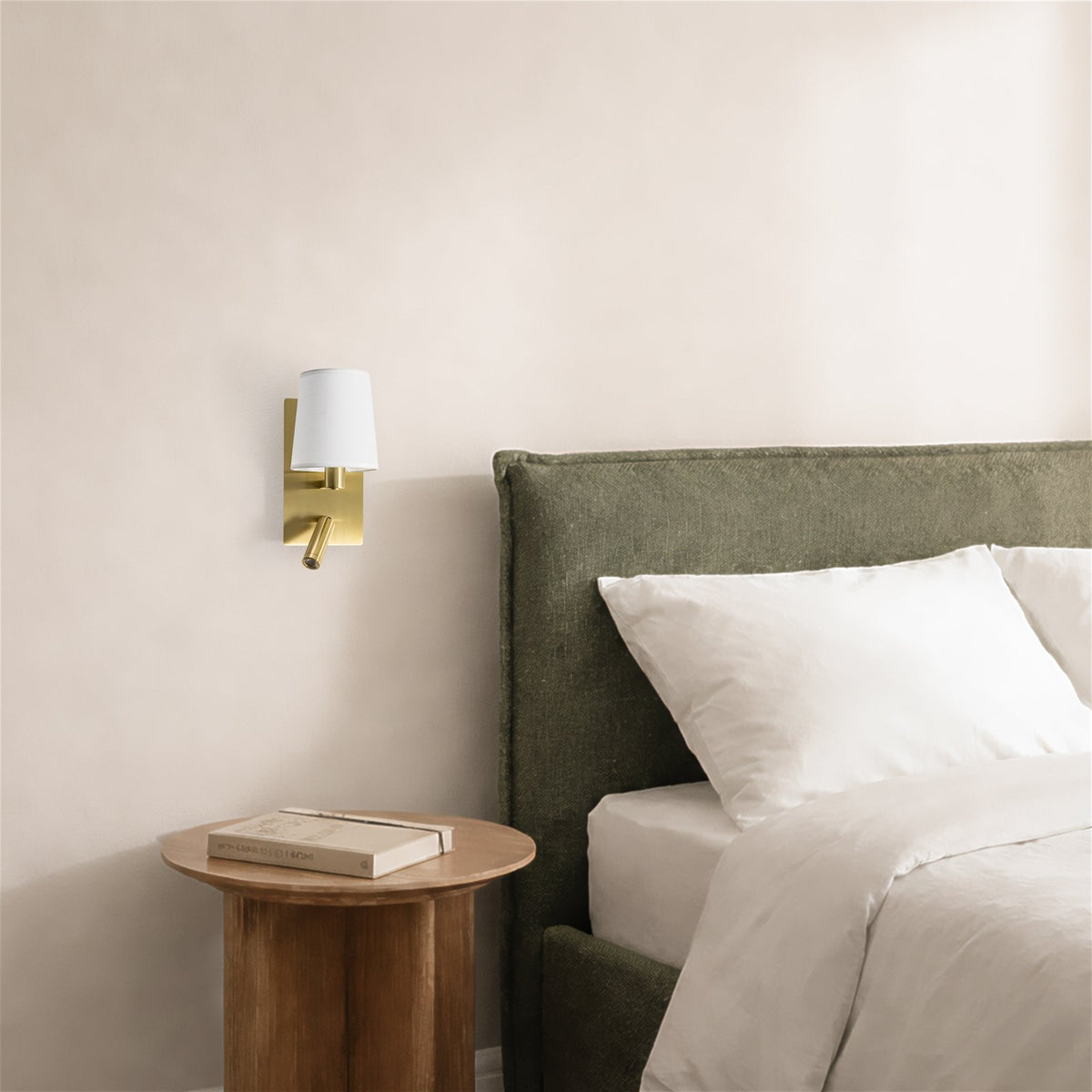 Lindby Wandleuchte Wandlampe LED Leselicht weiß messing Beleuchtung Stoff Met339 - 4251096554786