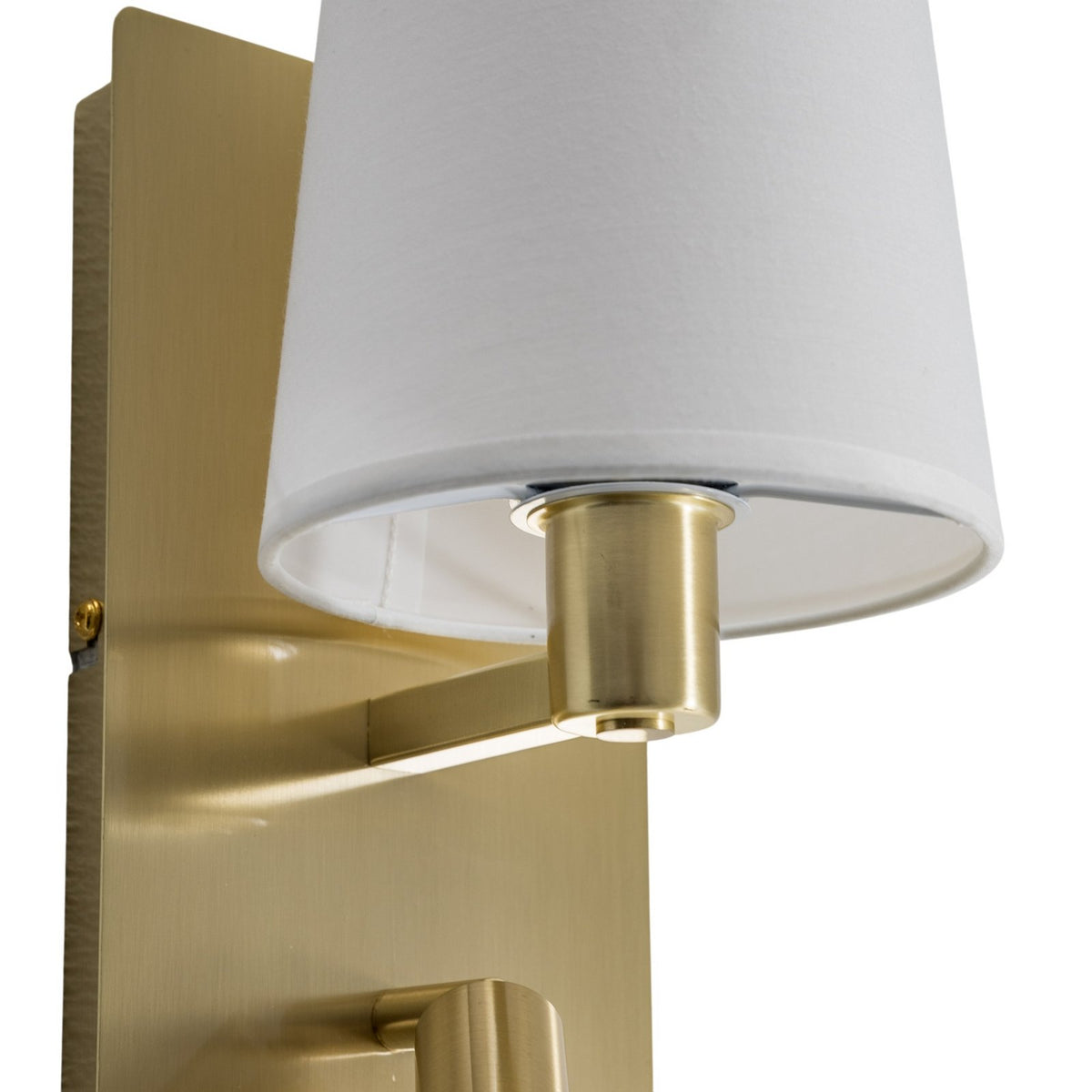 Lindby Wandleuchte Wandlampe LED Leselicht weiß messing Beleuchtung Stoff Met339 - 4251096554786
