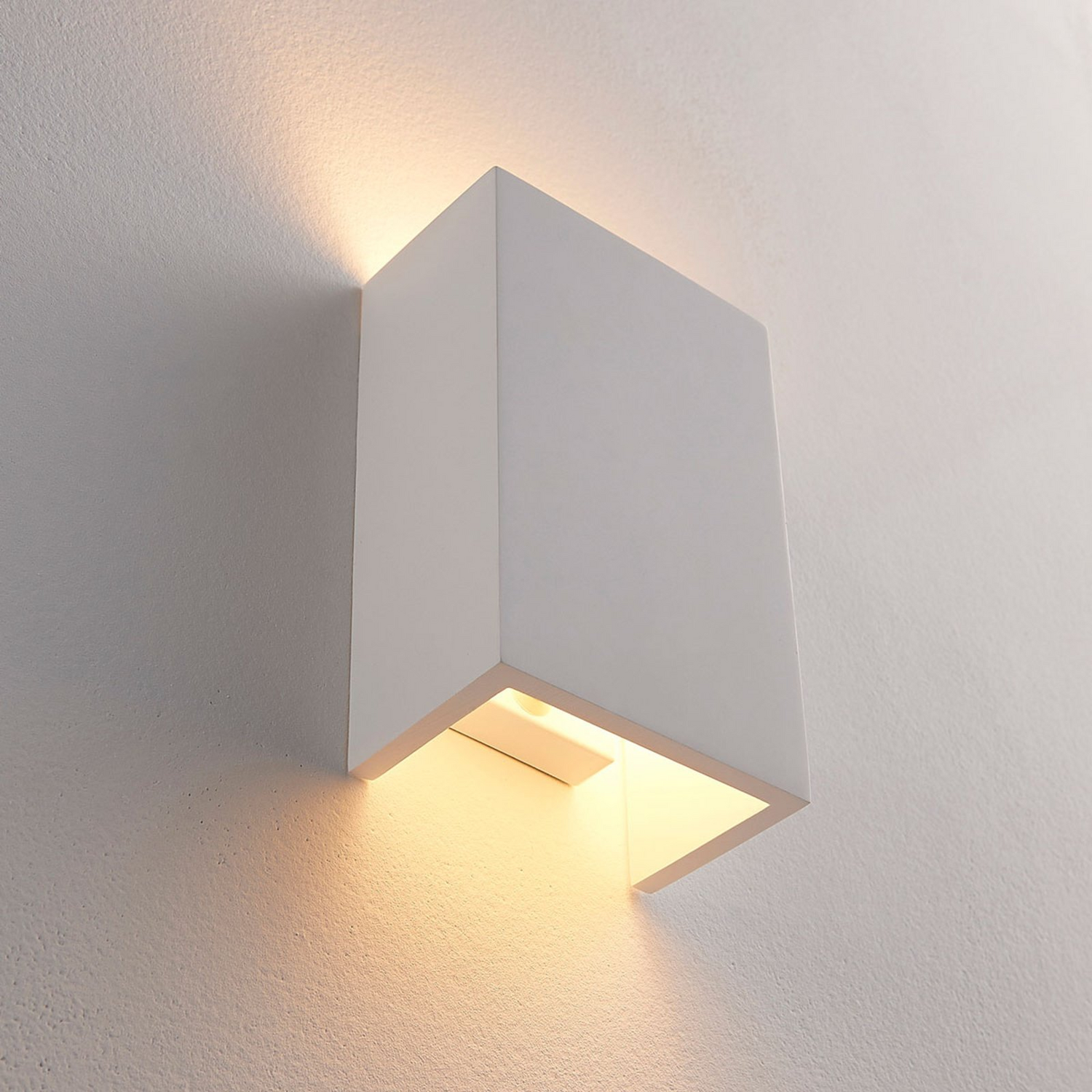 B-Ware Lindby Wandlampe Leuchte Colja Gips Eckig Weiß Höhe 16 Cm 327