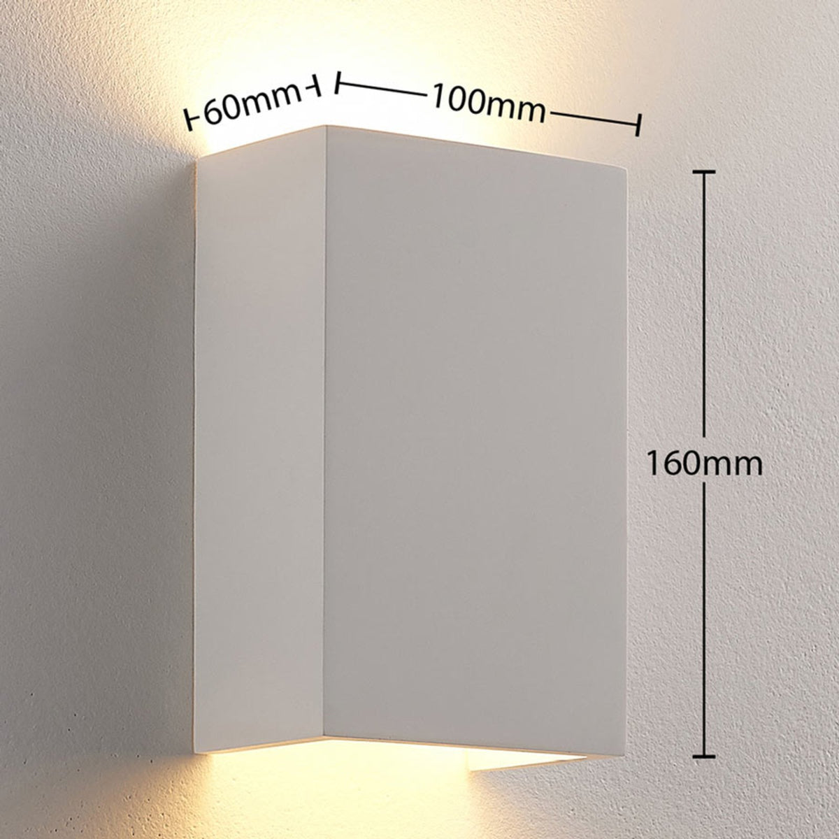 Lindby Wandlampe Leuchte Colja Gips eckig Weiß Höhe 16 cm - 4251096533644