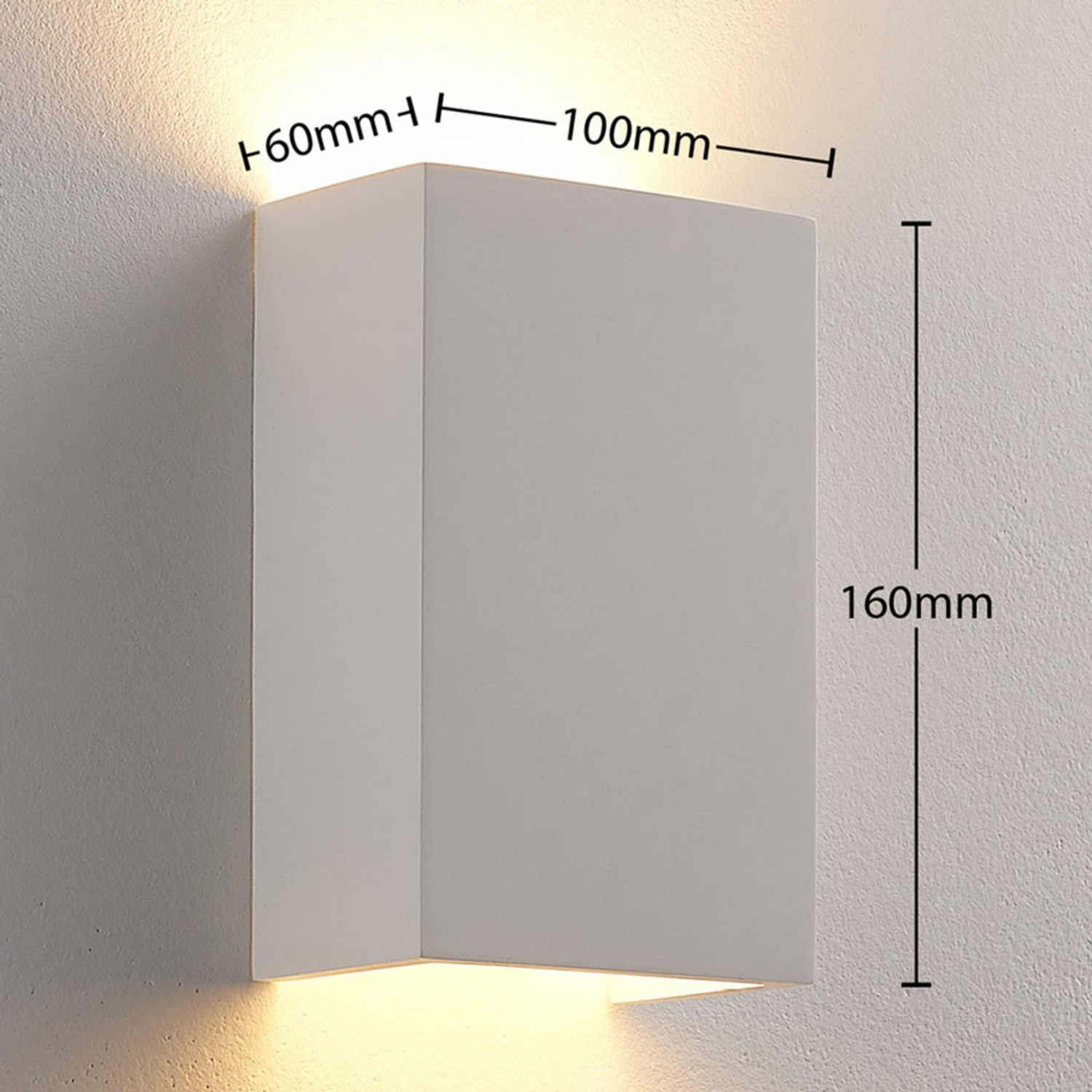 B-Ware Lindby Wandlampe Leuchte Colja Gips Eckig Weiß Höhe 16 Cm 327