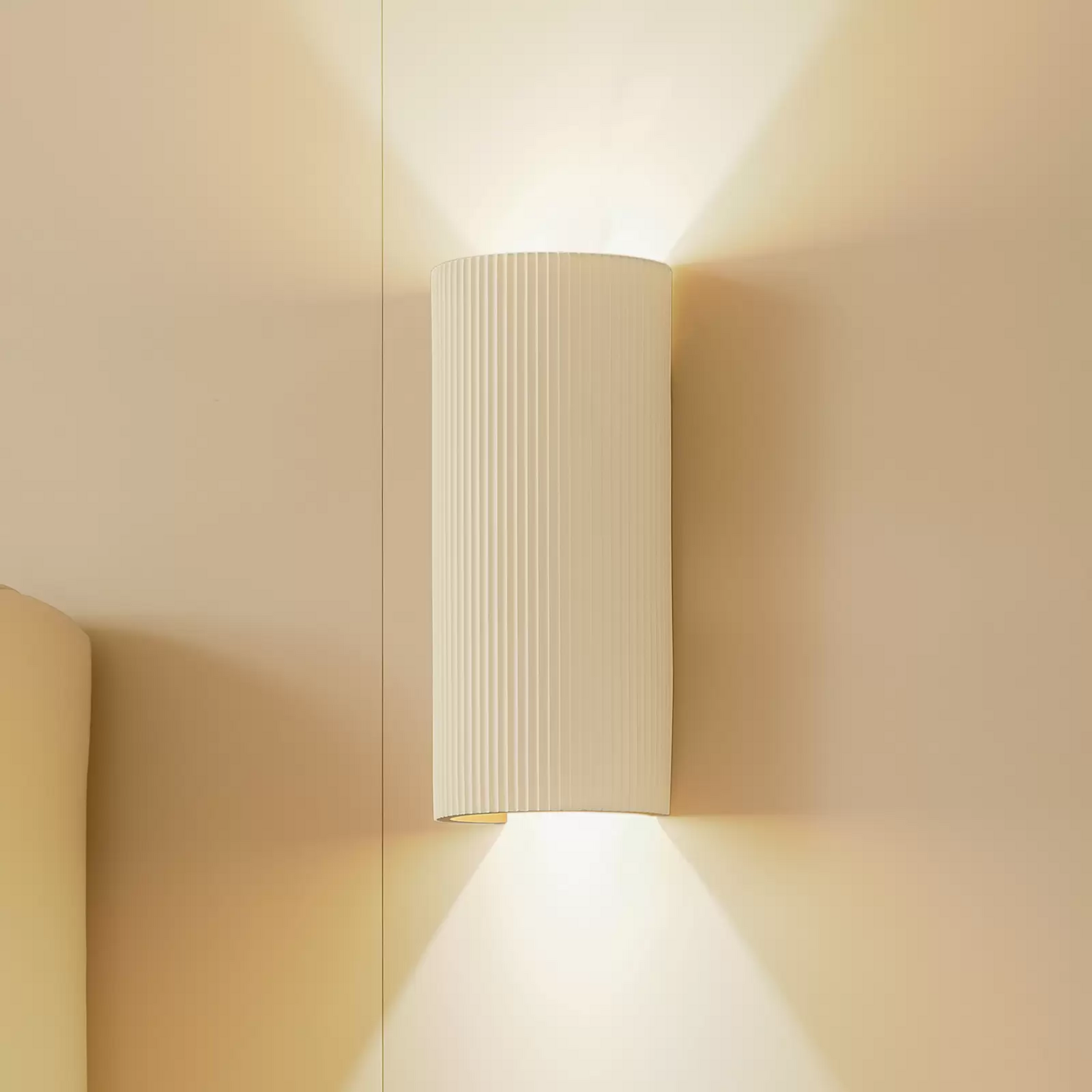 B-Ware Lindby Wandleuchte Colja Wandlampe Wandlicht Leuchte Rund Höhe 30,5 Cm Gips Weiß - 4251911794229