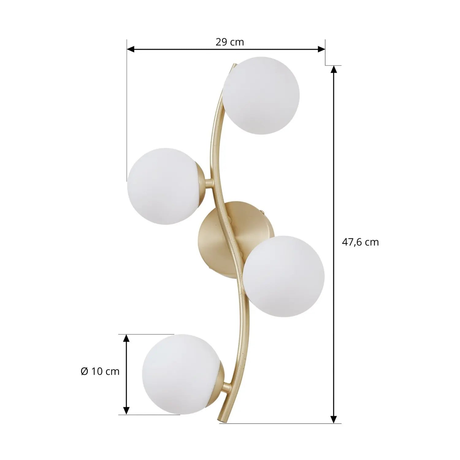 B-Ware Lindby Wandleuchte Wandlampe Josiana Glas Kugel Messing Beleuchtung Wohnraum - 4255830903489