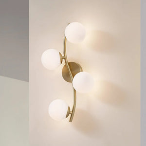 B-Ware Lindby Wandleuchte Wandlampe Josiana Glas Kugel Messing Beleuchtung Wohnraum