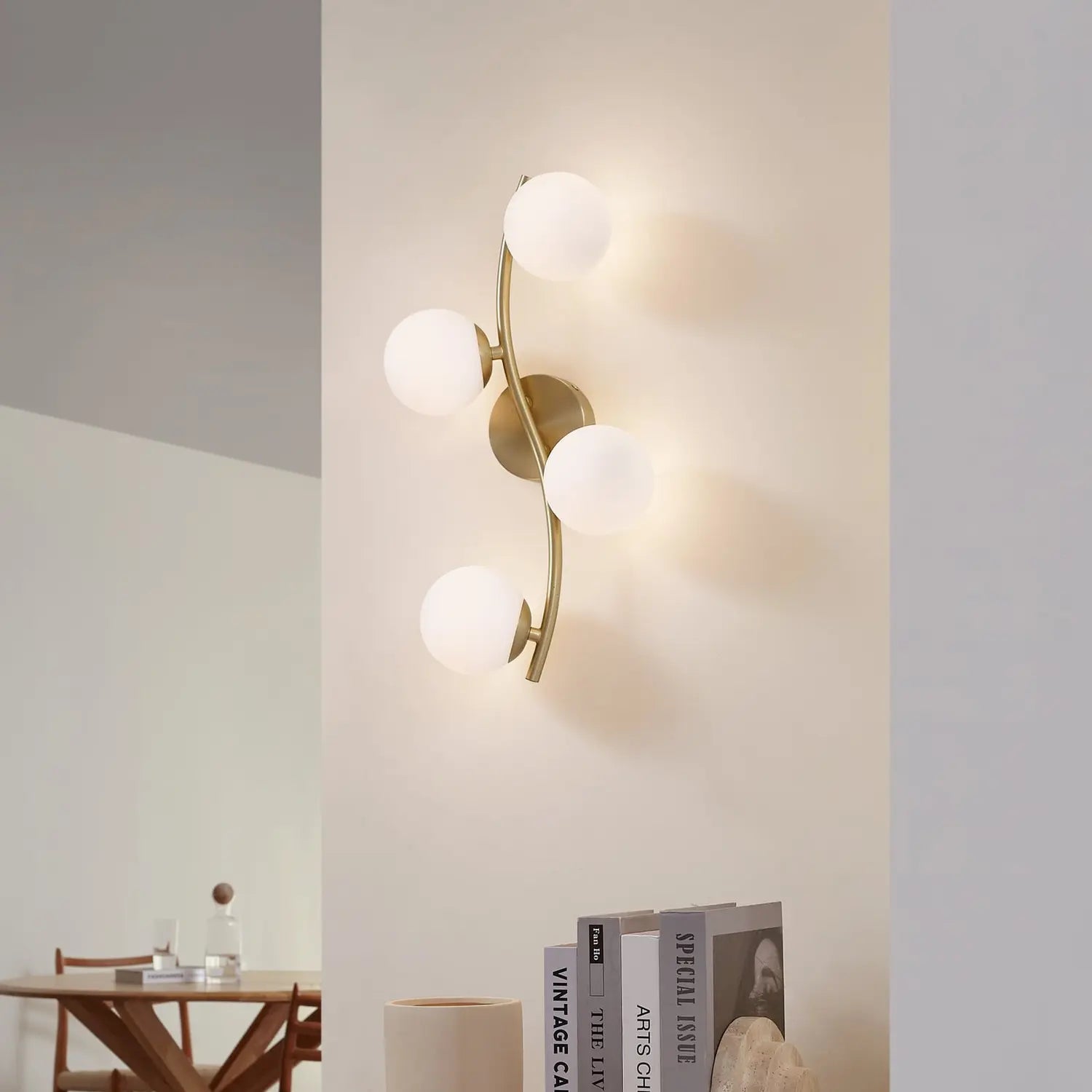 B-Ware Lindby Wandleuchte Wandlampe Josiana Glas Kugel Messing Beleuchtung Wohnraum - 4255830903489