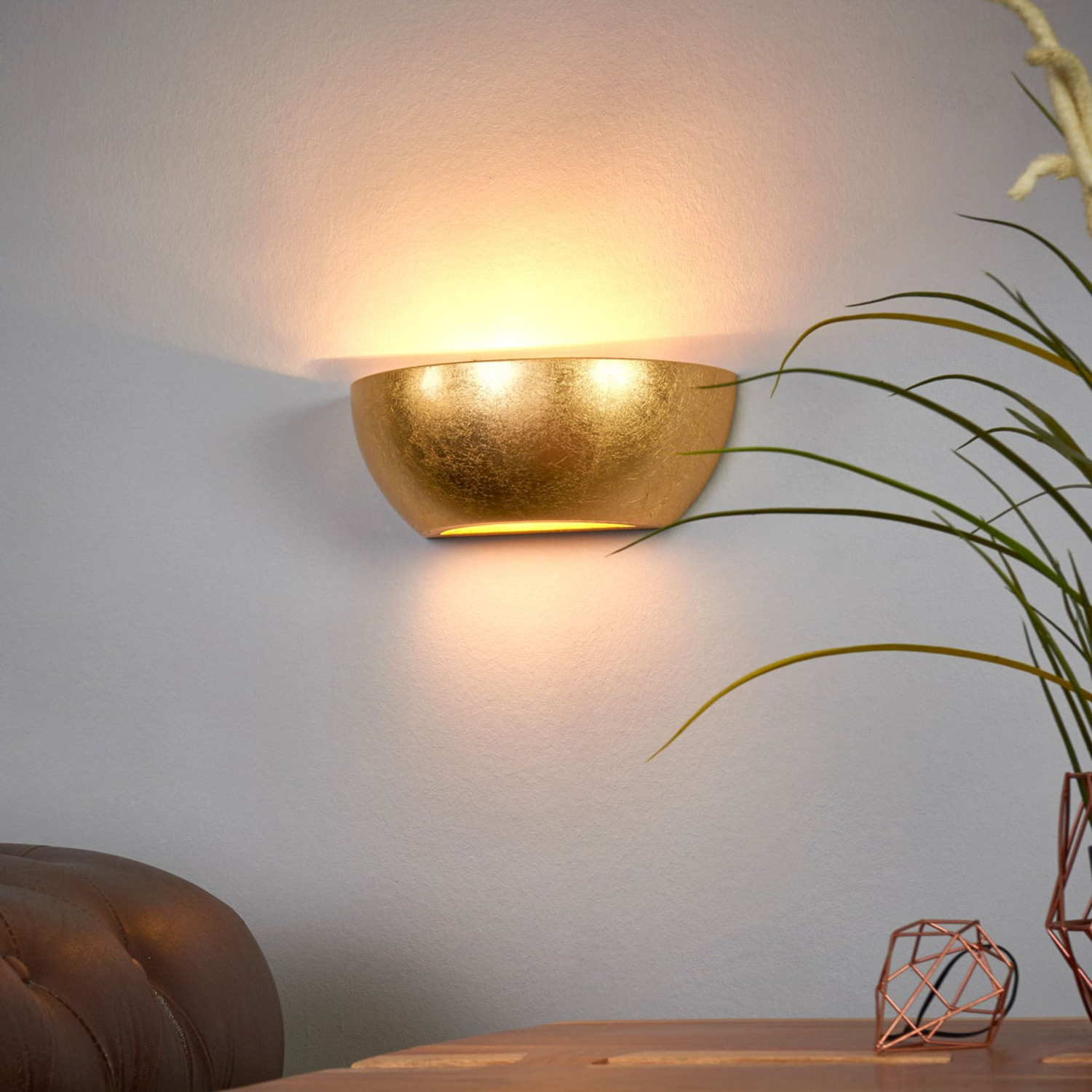 B-Ware Lindby Wandleuchte Kolja Goldfolienfinish Wandleuchte Wandlicht Bilderleuchte