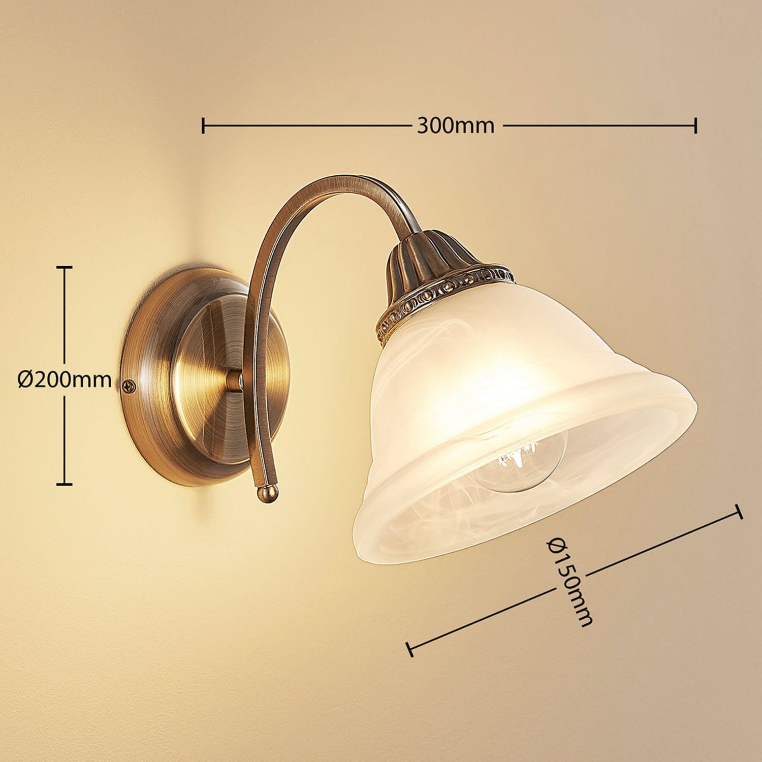 B-Ware Lindby Gebogene Wandleuchte Mialina Wandleuchte E27 Messing Weiß Siehe Text/Foto - 4251096507515