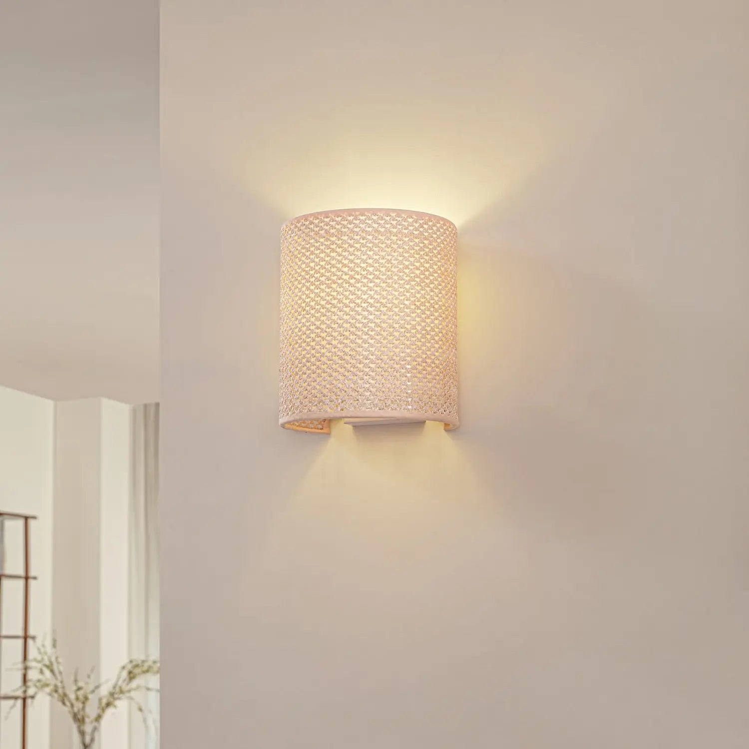 B-Ware Lindby Wandleuchte Wandlampe Soula Kunststoff Beige Dimmbar E27 Led Höhe 20 Cm - 4255830903922