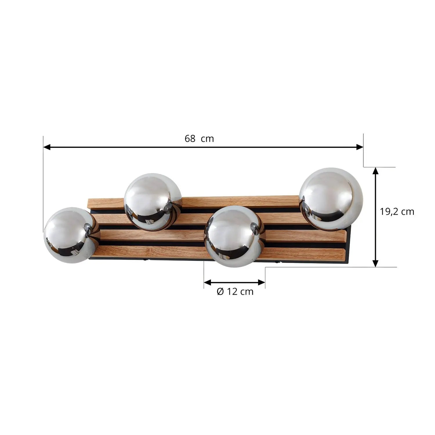 B-Ware Lindby Wandleuchte Lampe Beleuchtung Woodora Holz Glas Rauchgrau 4 Flammig