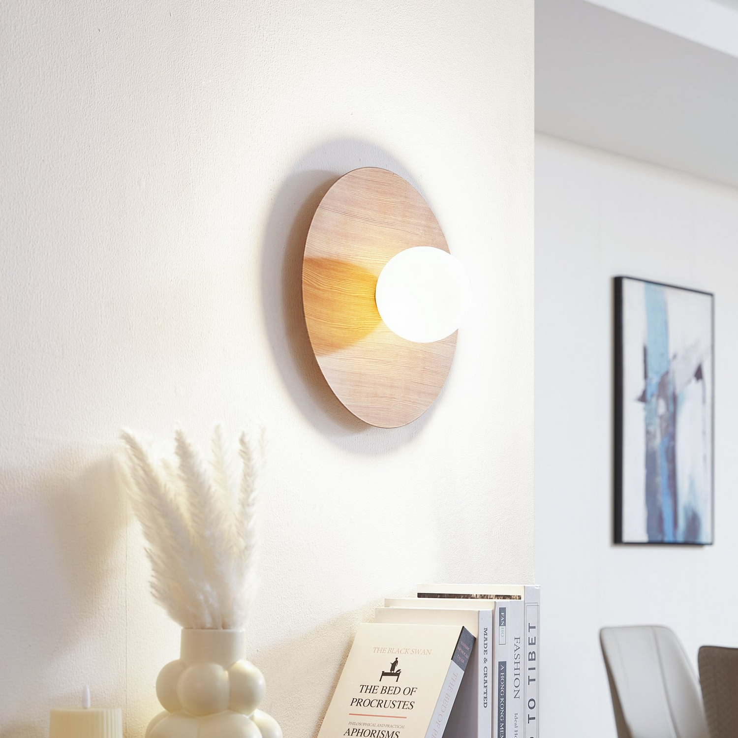B-Ware Lindby Wandleuchte Zain Wandlampe Leuchte Lampe Holzfarben Weiß Glas ø 33 Cm772 - 4251911777208