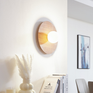 B-Ware Lindby Wandleuchte Zain Wandlampe Leuchte Lampe Holzfarben Weiß Glas ø 33 Cm772