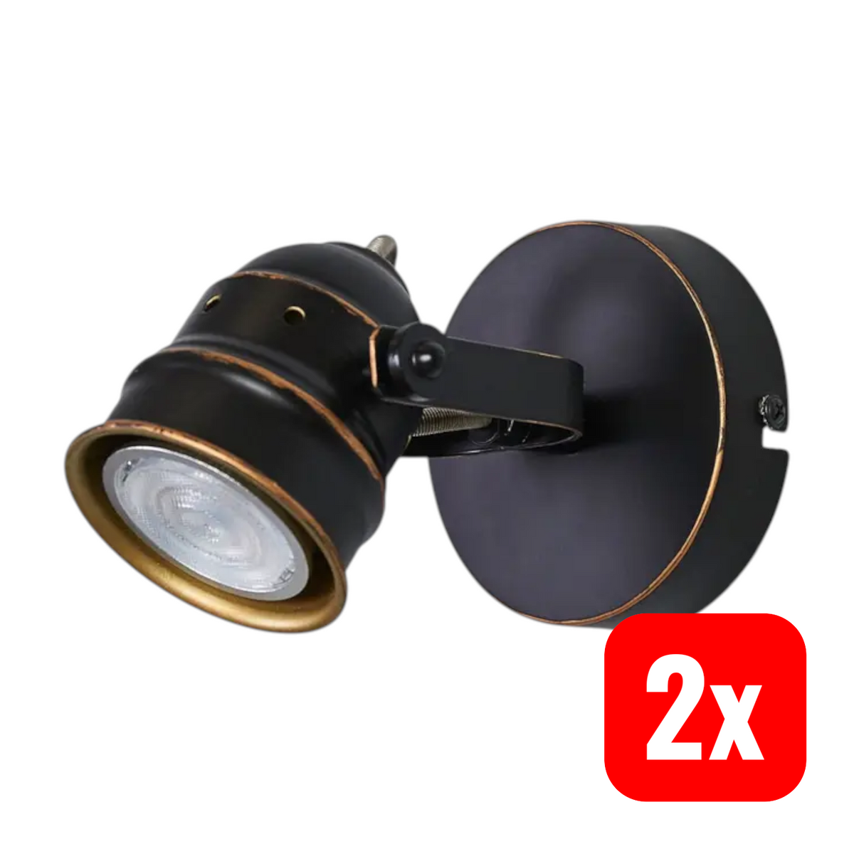 Lindby Wandstrahler Spot Leonor schwarz Metall Wandlampe 9,5 cm GU10 LED 2 STÜCK - 4251096536119