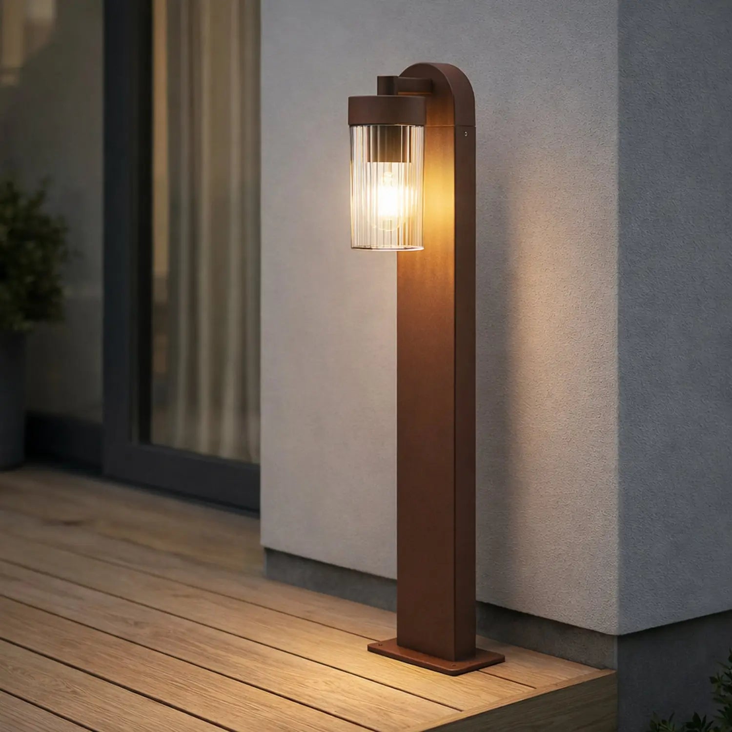 B-Ware Lindby Wegeleuchte Außenlampe Kaliro Rostfarben Aluminium E27 Led 60 Cm Ip54 - 4255830909269