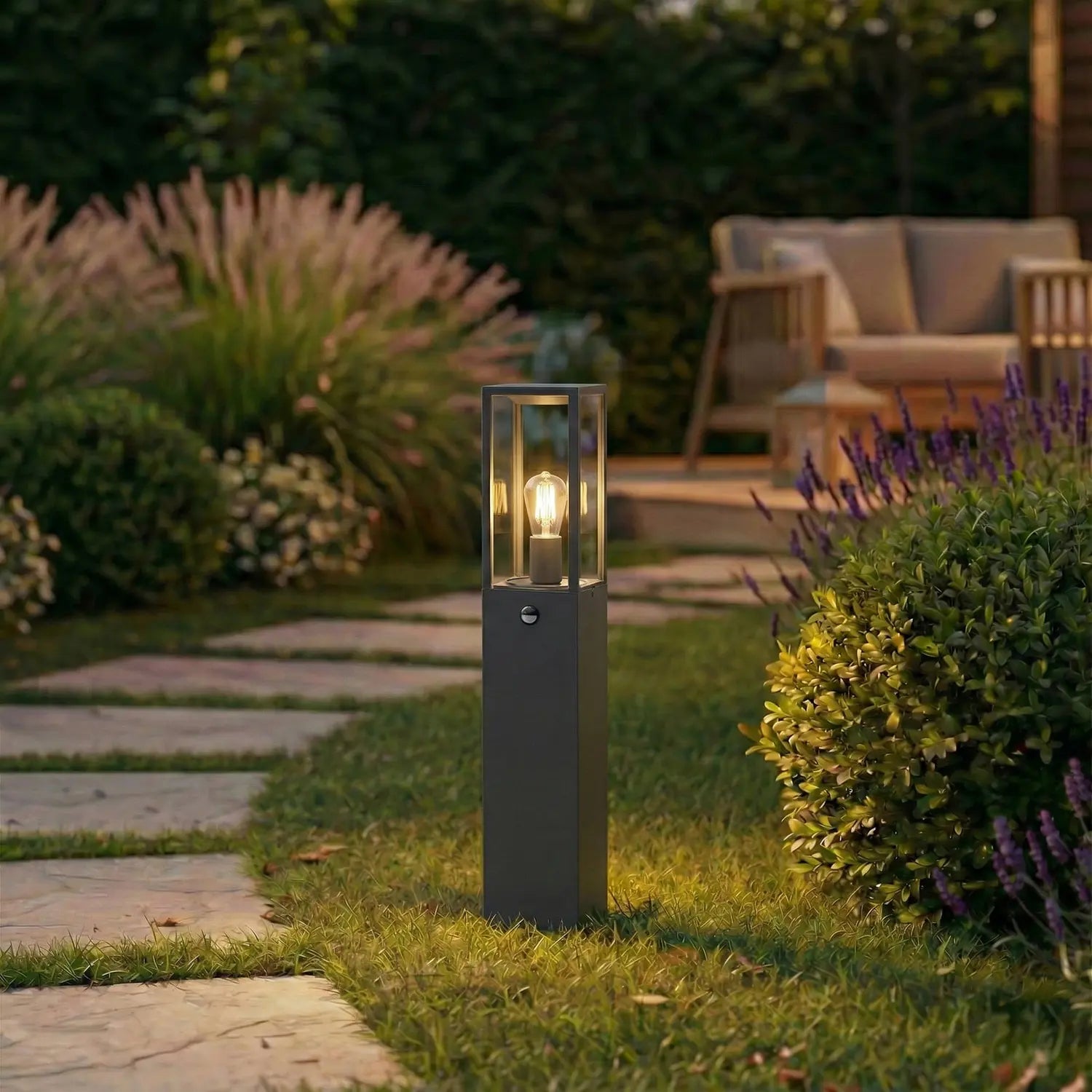B-Ware Lindby Wegeleuchte Gartenleuchte Peldar Sensor Anthrazit Transparent Außenlampe - 4255830907234