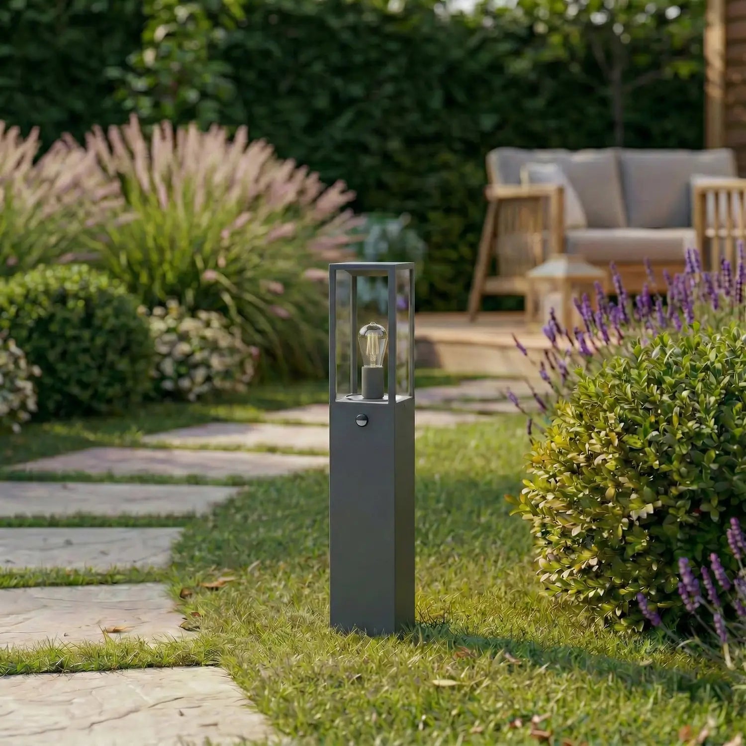 B-Ware Lindby Wegeleuchte Gartenleuchte Peldar Sensor Anthrazit Transparent Außenlampe - 4255830907234