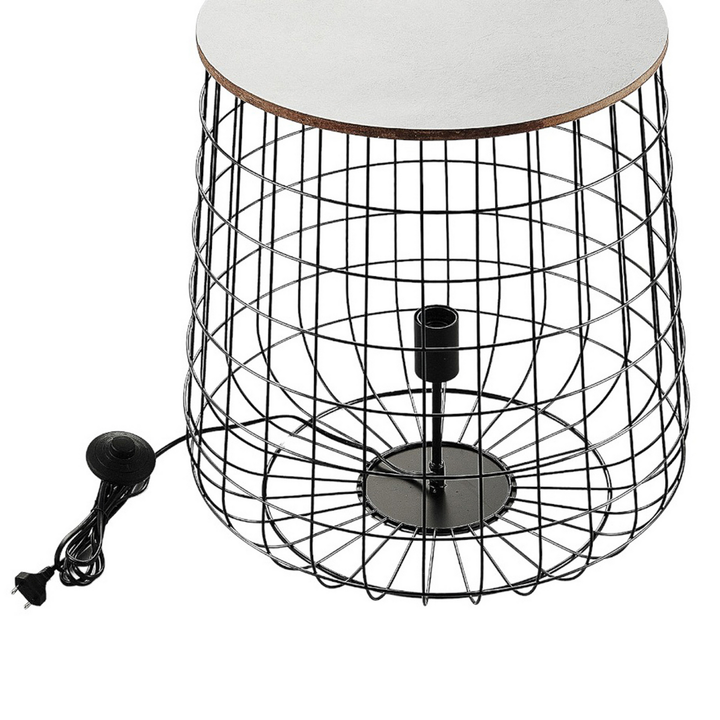 Lindby Winnie Korb Bodenleuchte Bodelampe Stehleuchte Stehlampe Lampe Holzplatte B-Ware