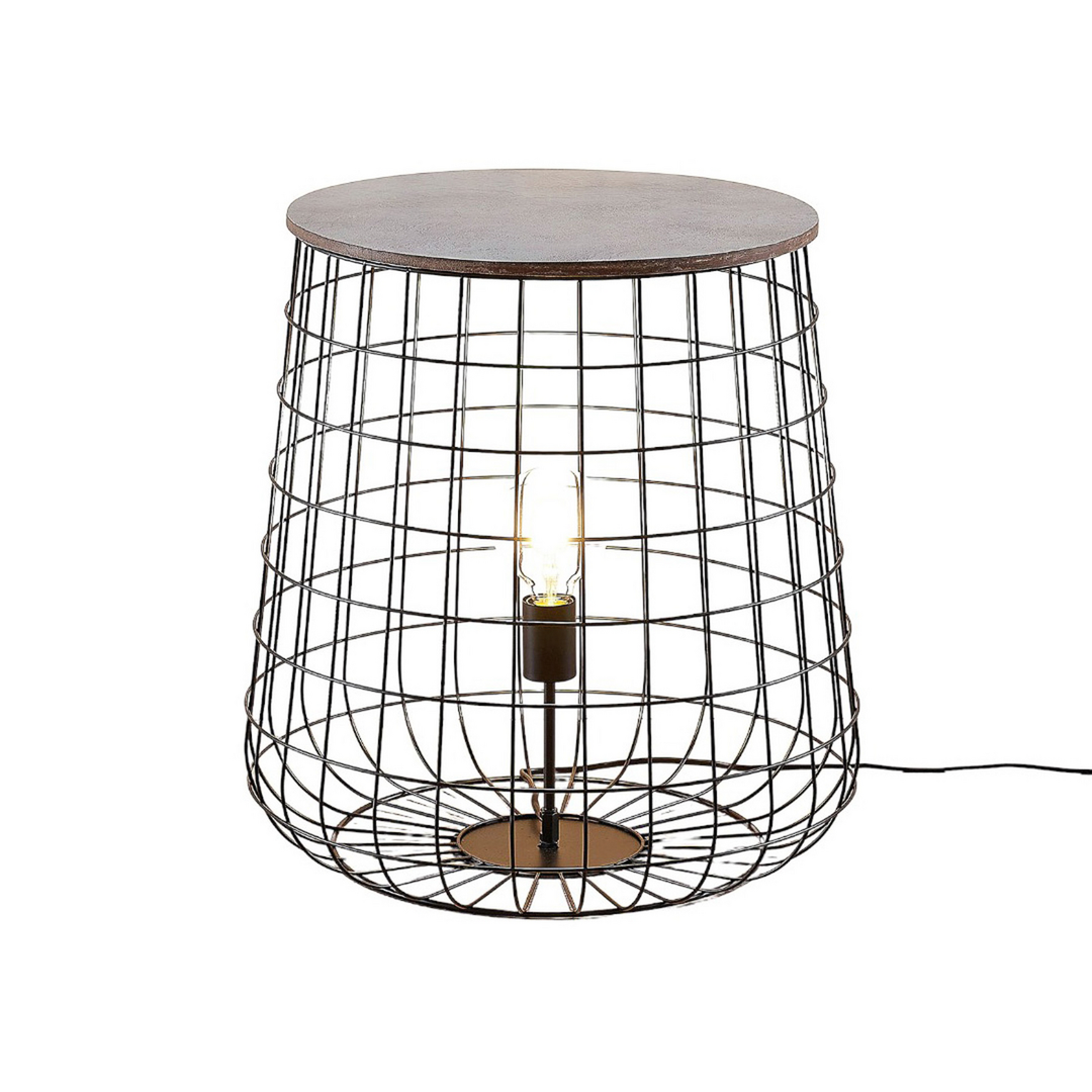 Lindby Winnie Korb Bodenleuchte Bodelampe Stehleuchte Stehlampe Lampe Holzplatte B-Ware