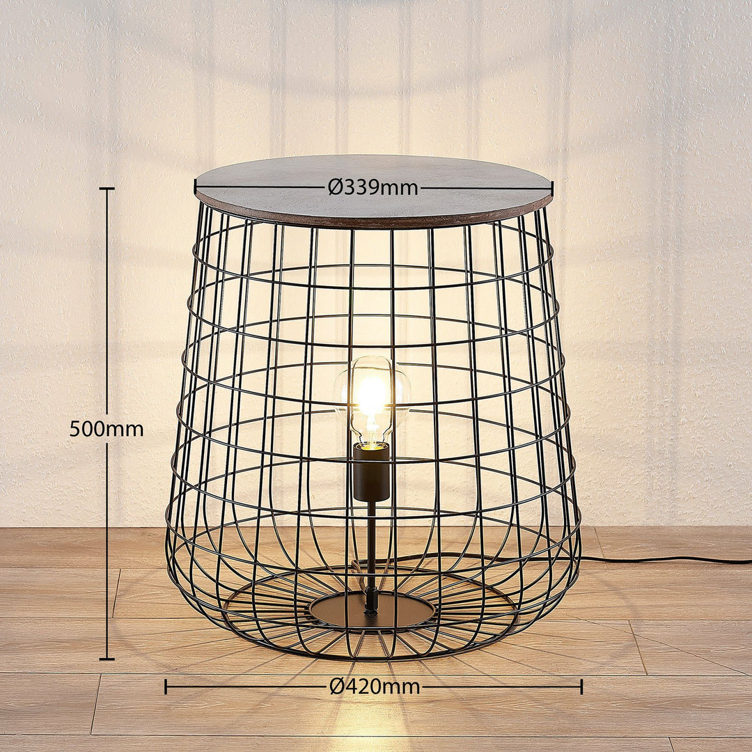 Lindby Winnie Korb Bodenleuchte Bodelampe Stehleuchte Stehlampe Lampe Holzplatte B-Ware